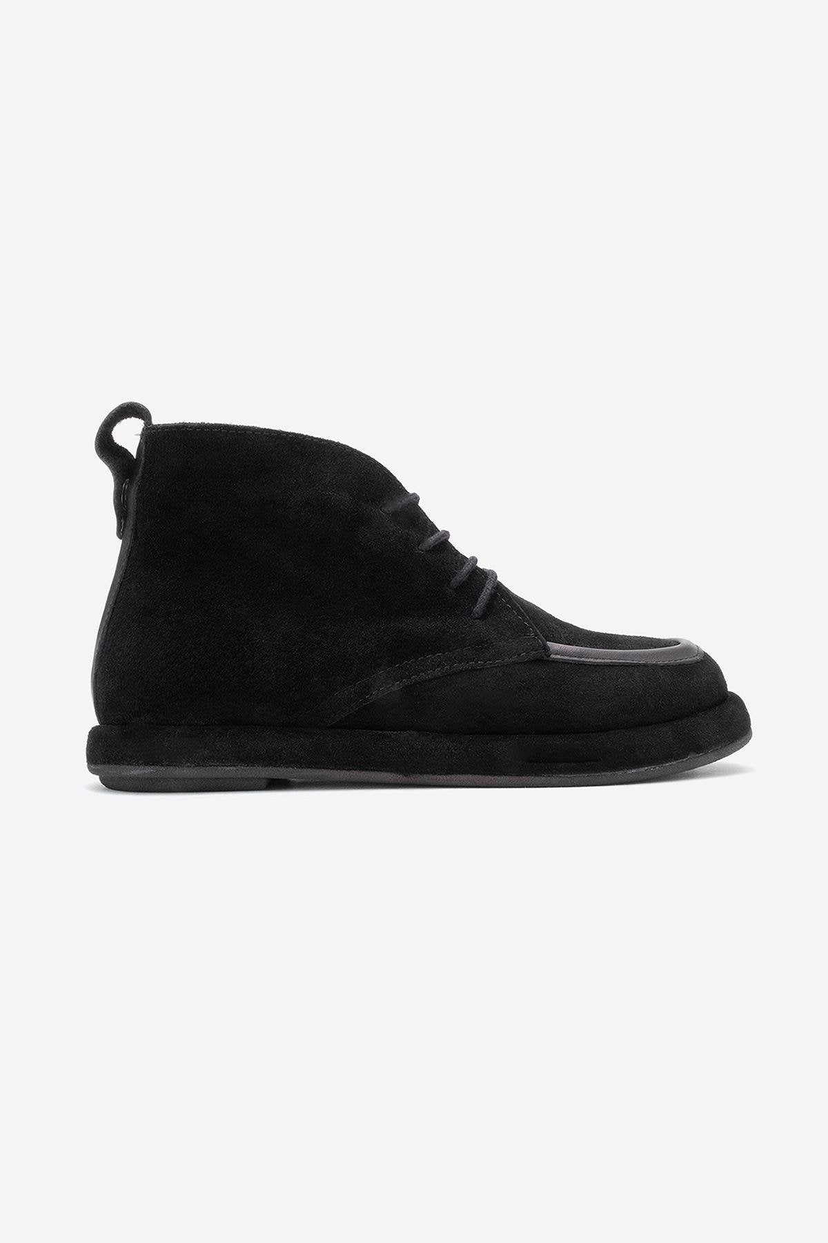 Martas - Black Suede Genuine Leather Lace-Up Zip Ankle Boot (Women)