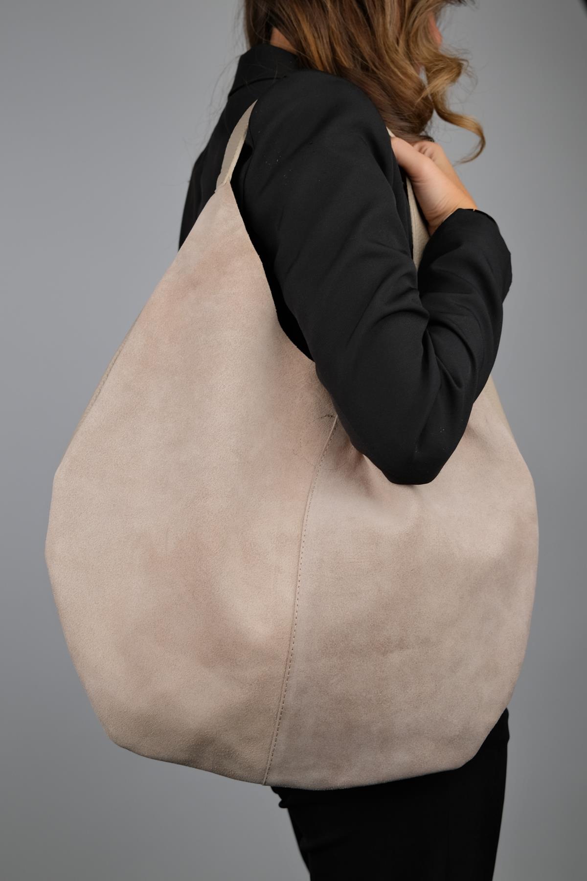 Puja - Beige Genuine Leather Shoulder Bag (Women)