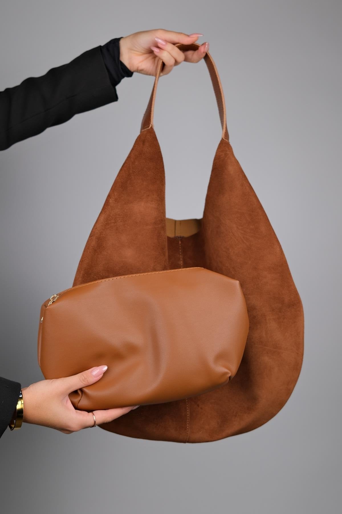 Puja - Cognac Genuine Leather Shoulder Bag (Women)