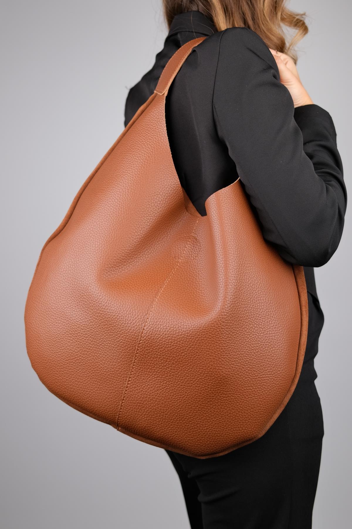 Puja - Cognac Genuine Leather Shoulder Bag (Women)