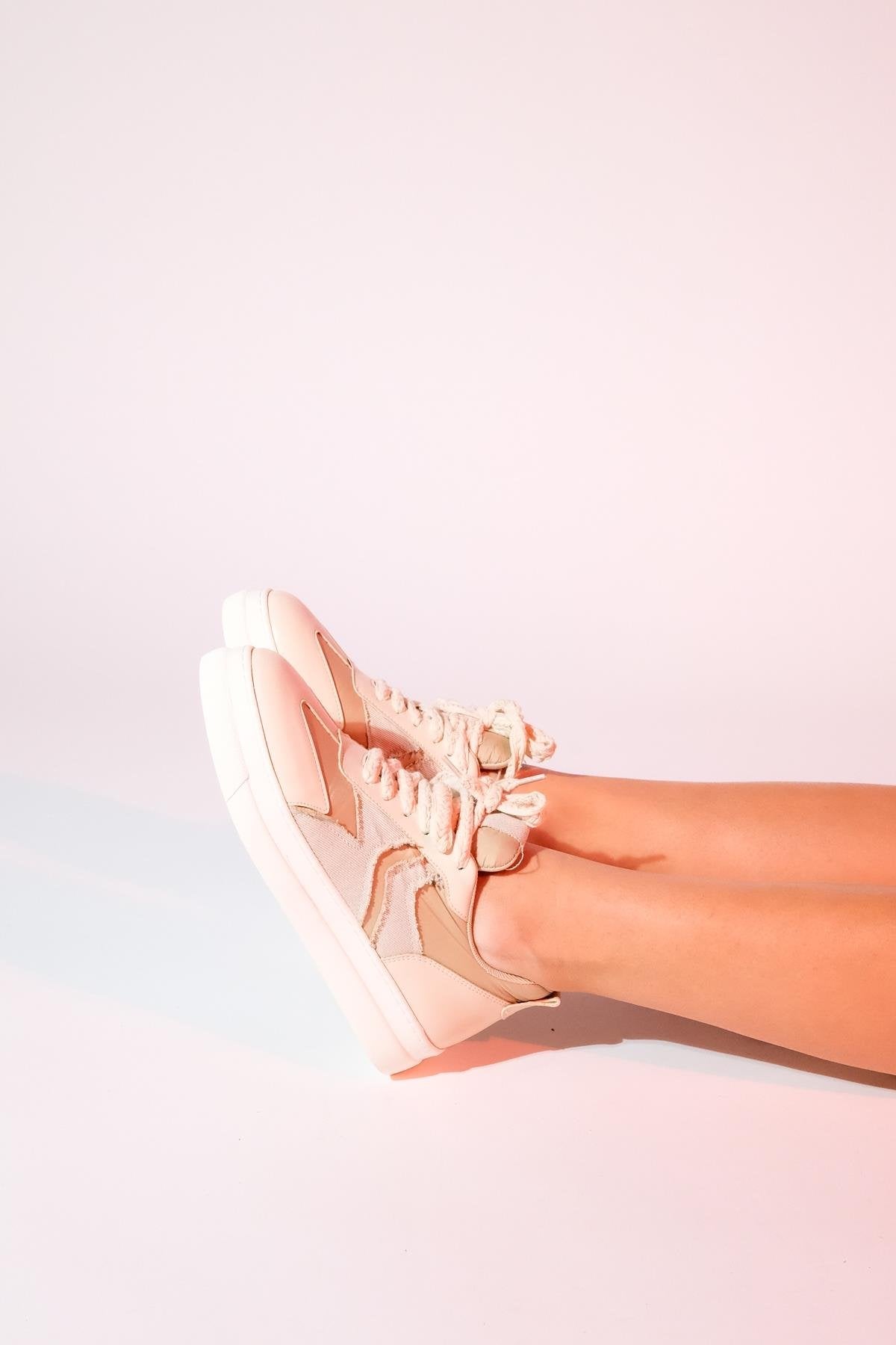 Sande - Beige Denim Detailed Sport Sneakers (Women)