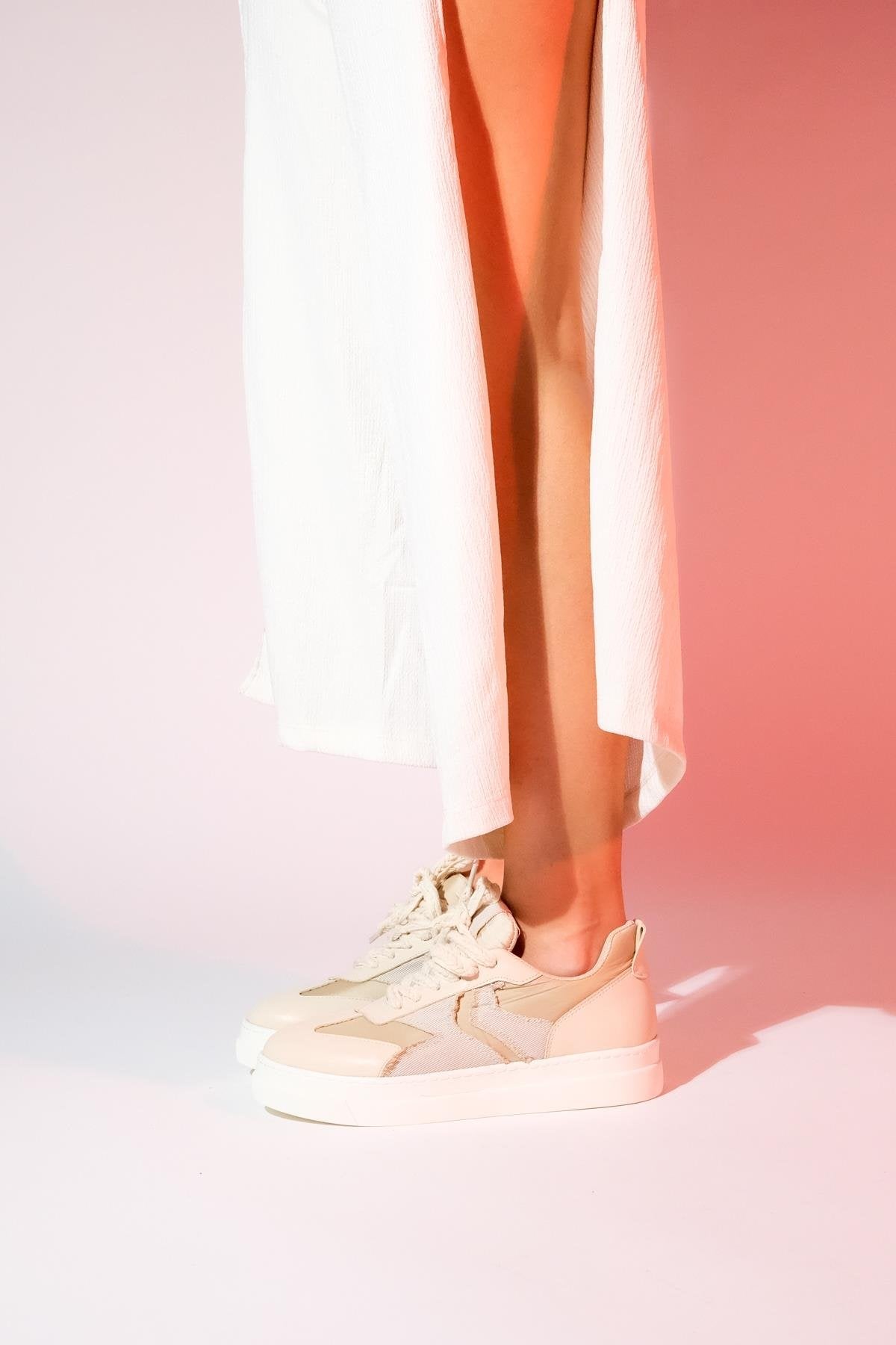 Sande - Beige Denim Detailed Sport Sneakers (Women)