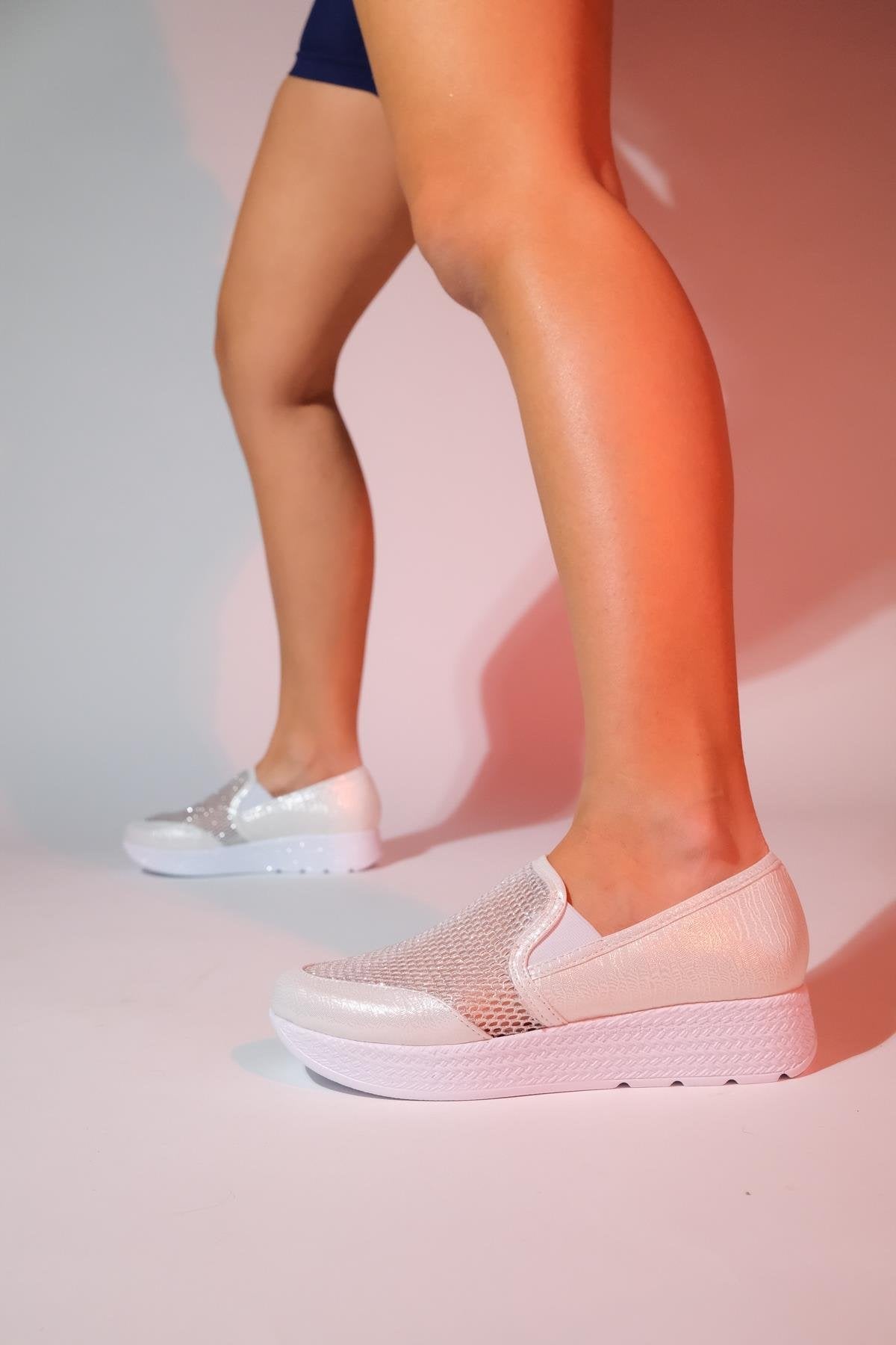 Purcan - Pearl Glitter Mesh Chunky Sole Casual Shoe (Women)