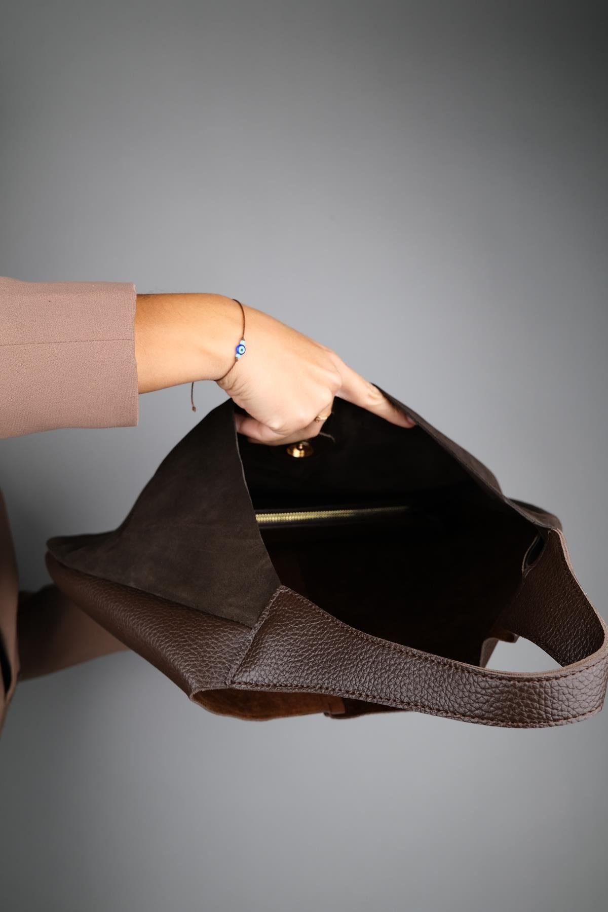 PUJA - Brown Genuine Leather Shoulder Bag (Women)