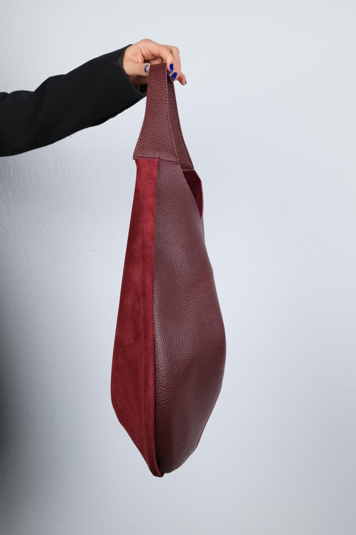 PUJA - Burgundy Genuine Leather Shoulder Bag (Women)