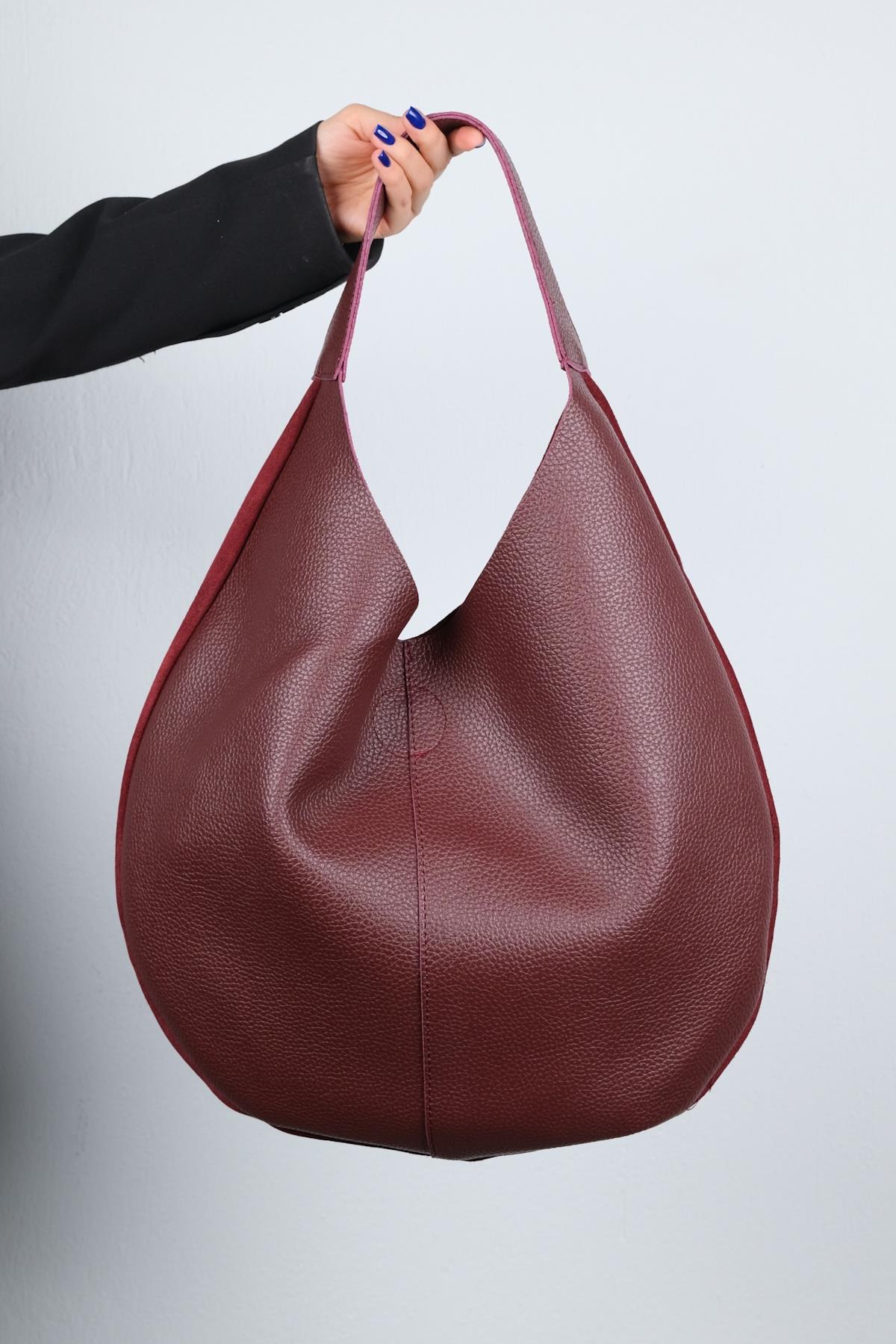 PUJA - Burgundy Genuine Leather Shoulder Bag (Women)
