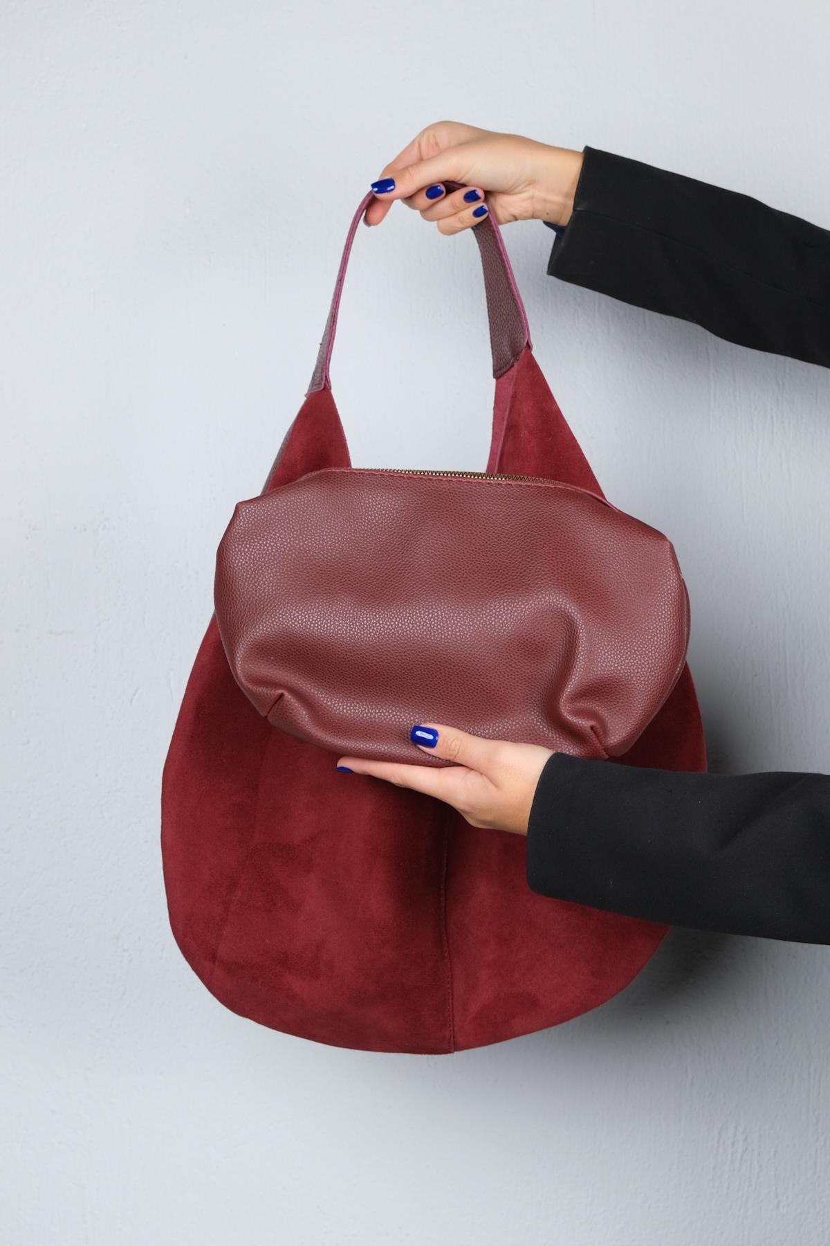PUJA - Burgundy Genuine Leather Shoulder Bag (Women)