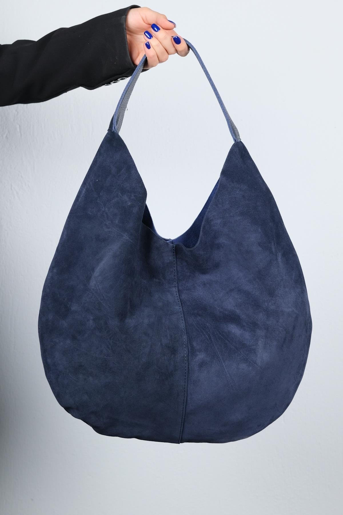 Puja - Navy Genuine Leather Shoulder Bag (Women)