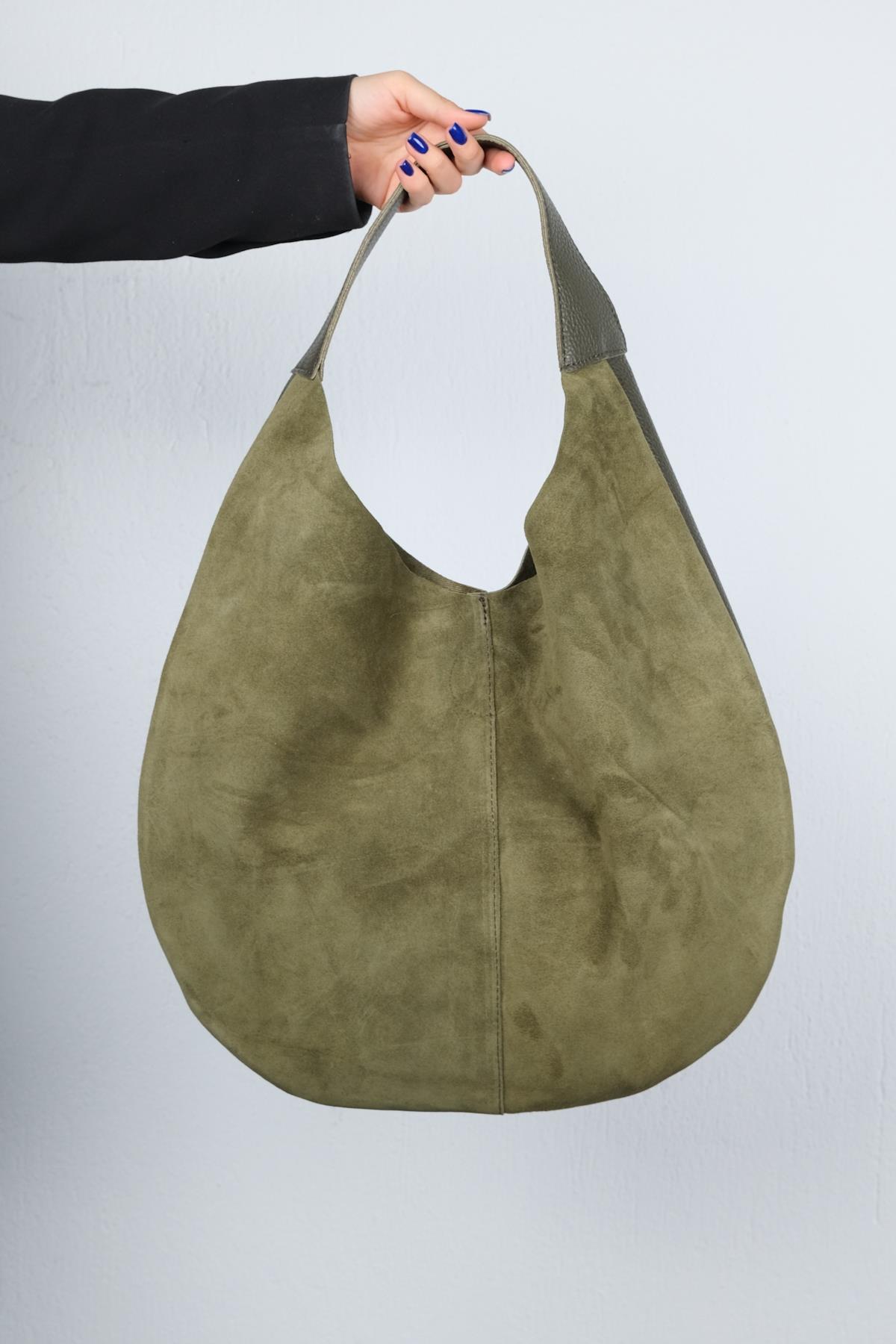 PUJA - Khaki Genuine Leather Shoulder Bag (Women)