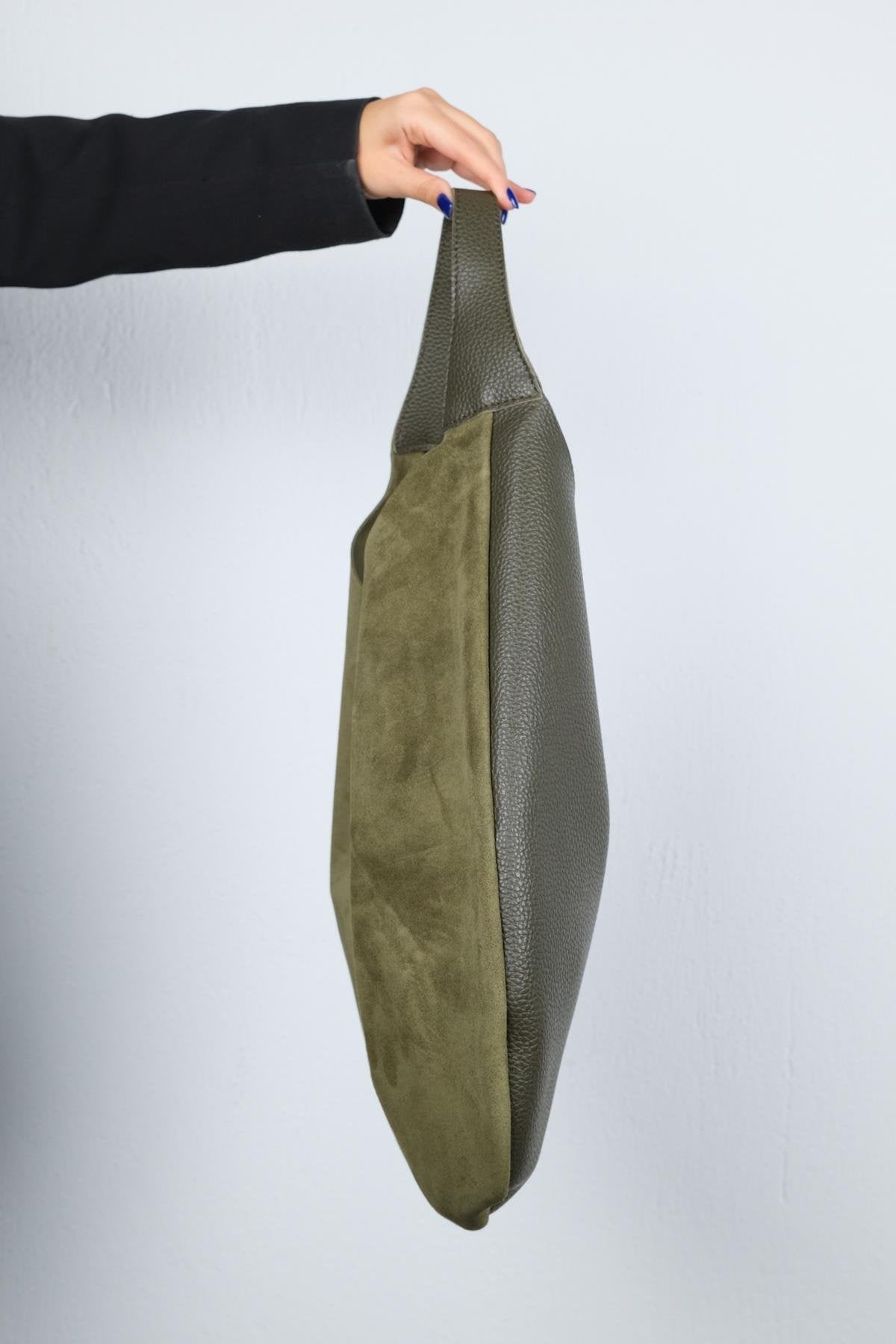 PUJA - Khaki Genuine Leather Shoulder Bag (Women)