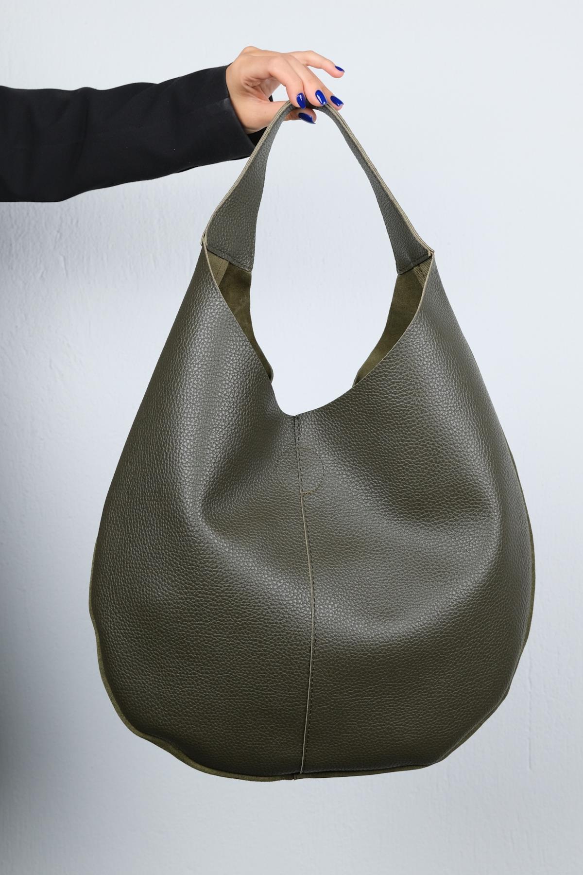 PUJA - Khaki Genuine Leather Shoulder Bag (Women)