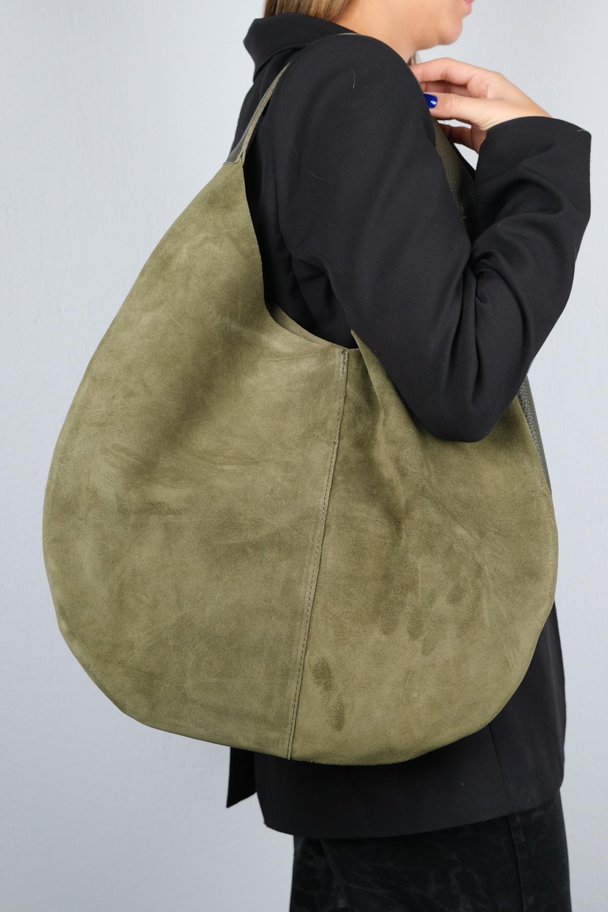 PUJA - Khaki Genuine Leather Shoulder Bag (Women)