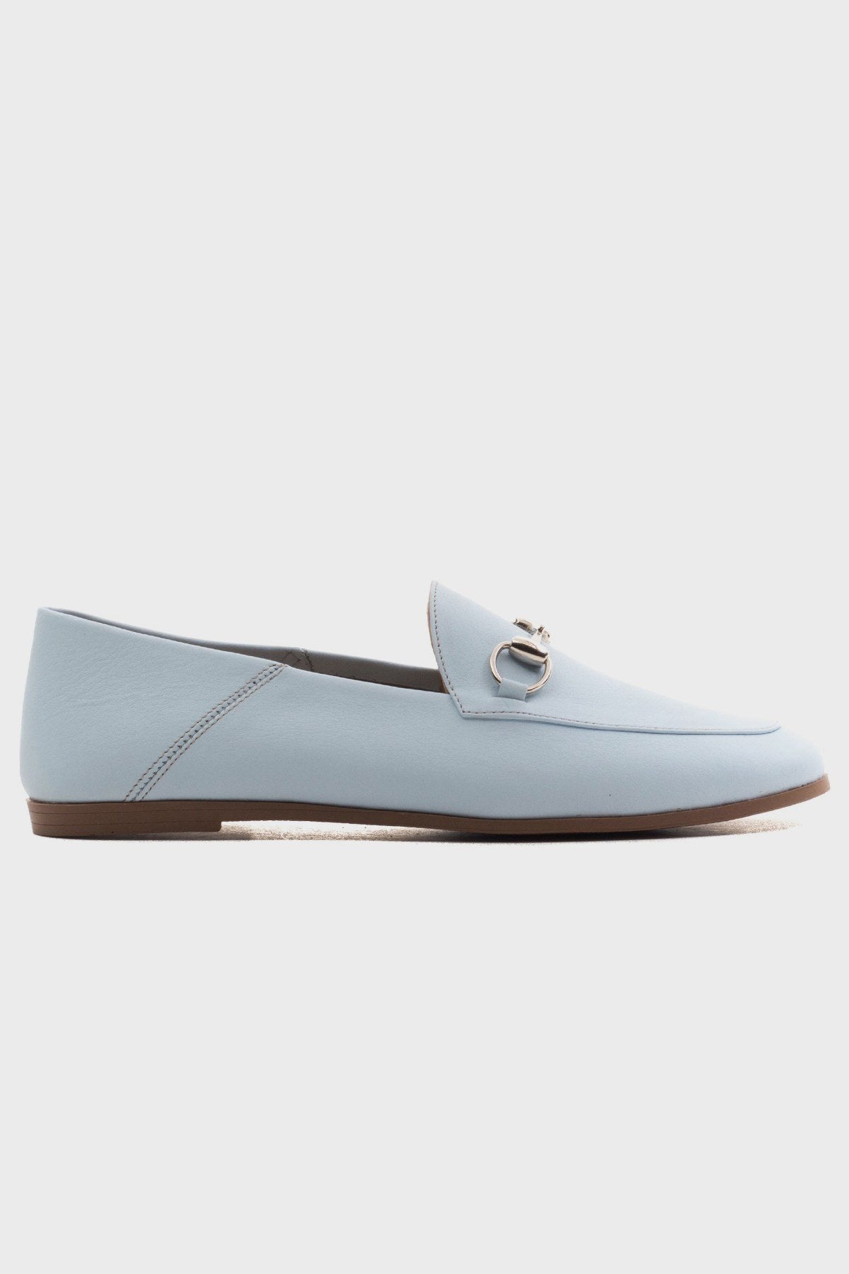 Penny - Baby Blue Leather Horsebit Loafers
