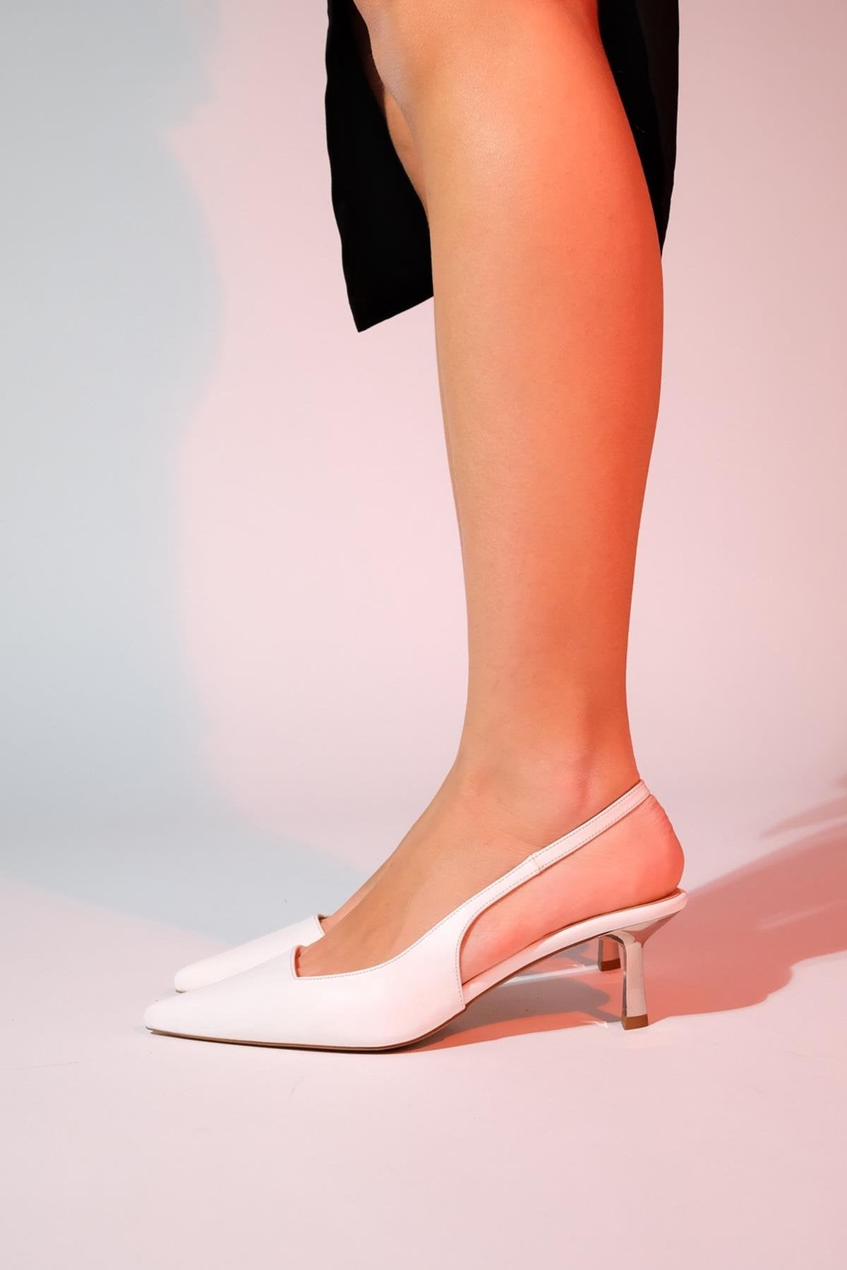 Marten - White Pointed Toe Backless Stiletto Heel Shoe (Women)