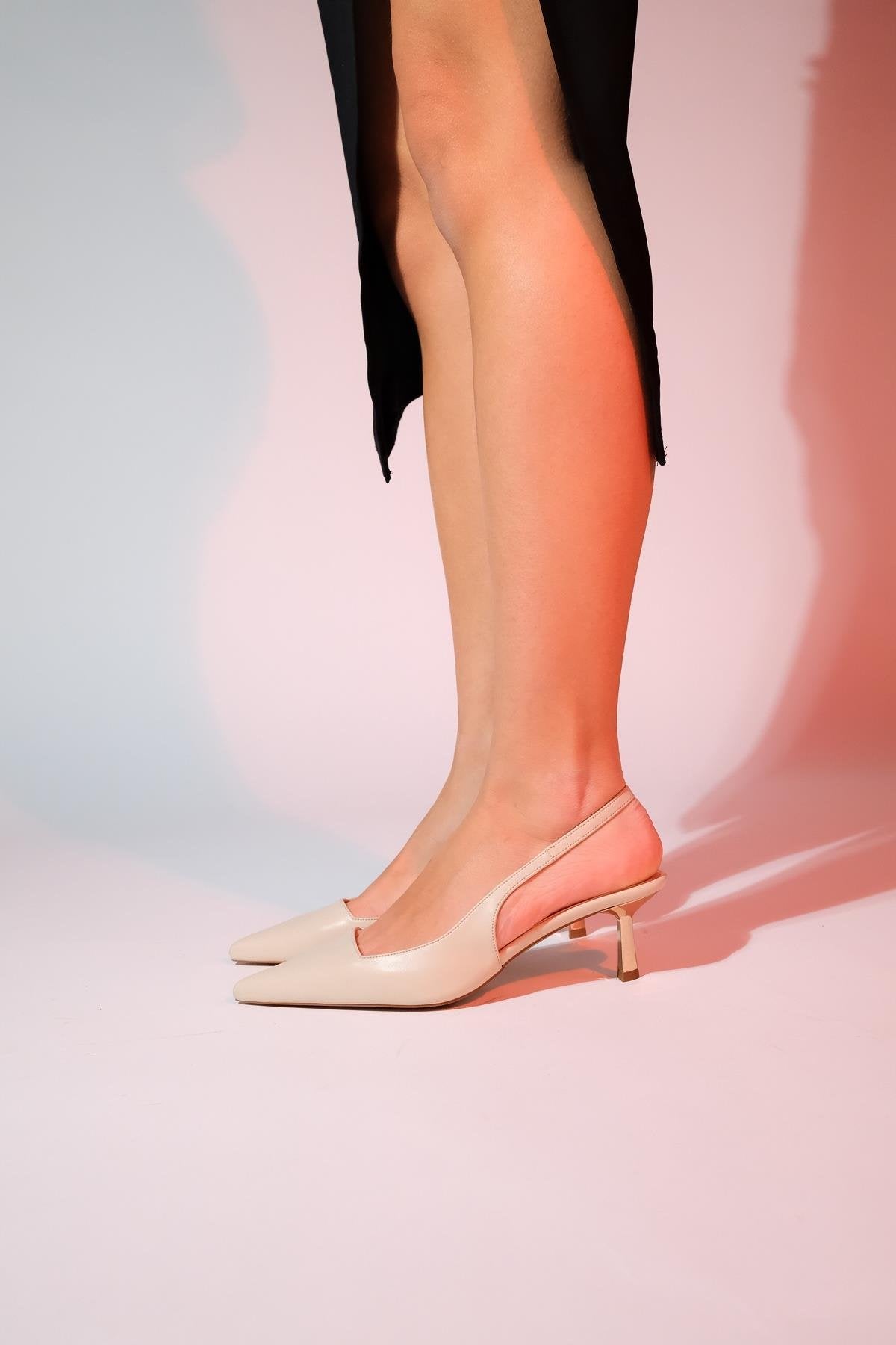 Marten - Ecru Pointed Toe Backless Stiletto Pump (Women)