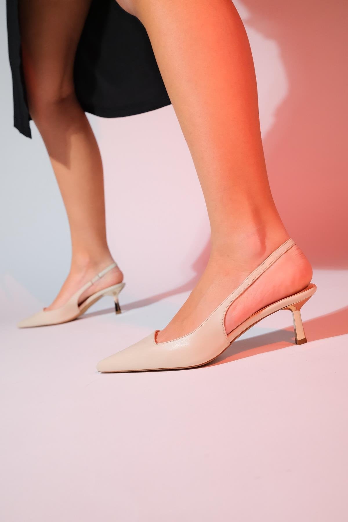 Marten - Ecru Pointed Toe Backless Stiletto Pump (Women)