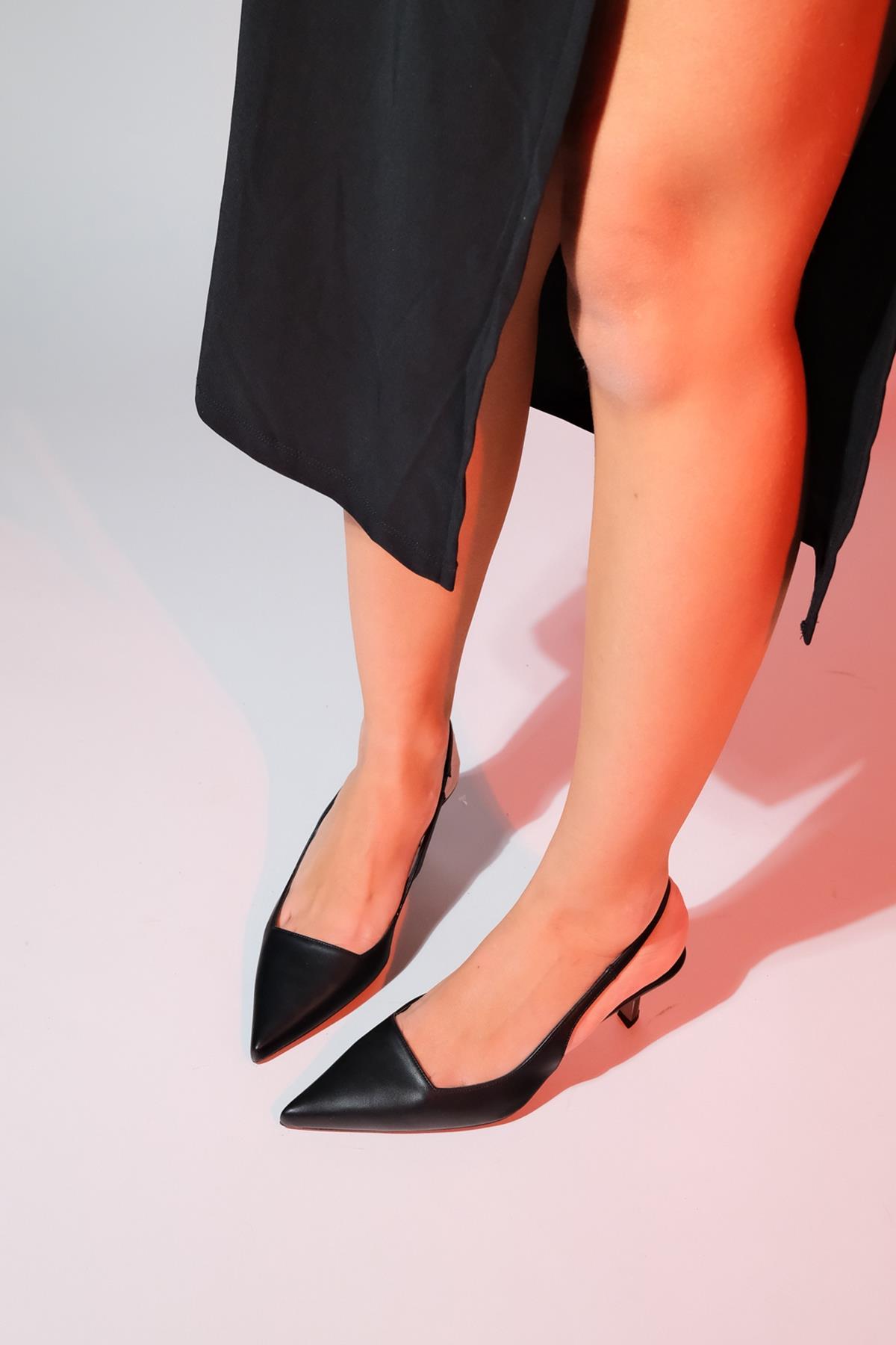 Marten - Black Pointed Toe Backless Stiletto Pump (Women)