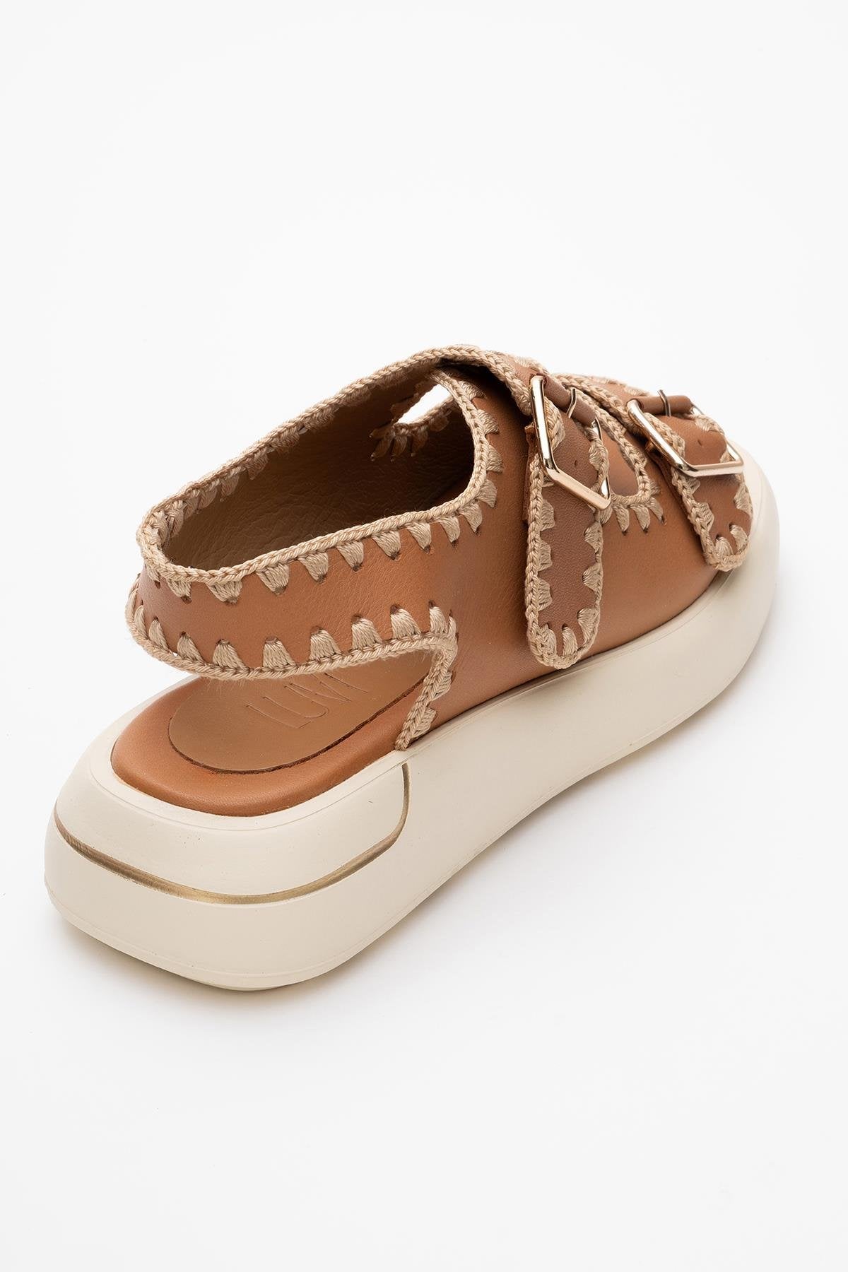Douro - Cognac Brown Braided Rope Strap Leather Sandal (Women)