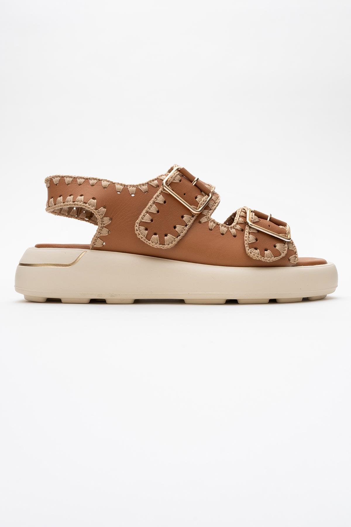 Douro - Cognac Brown Braided Rope Strap Leather Sandal (Women)