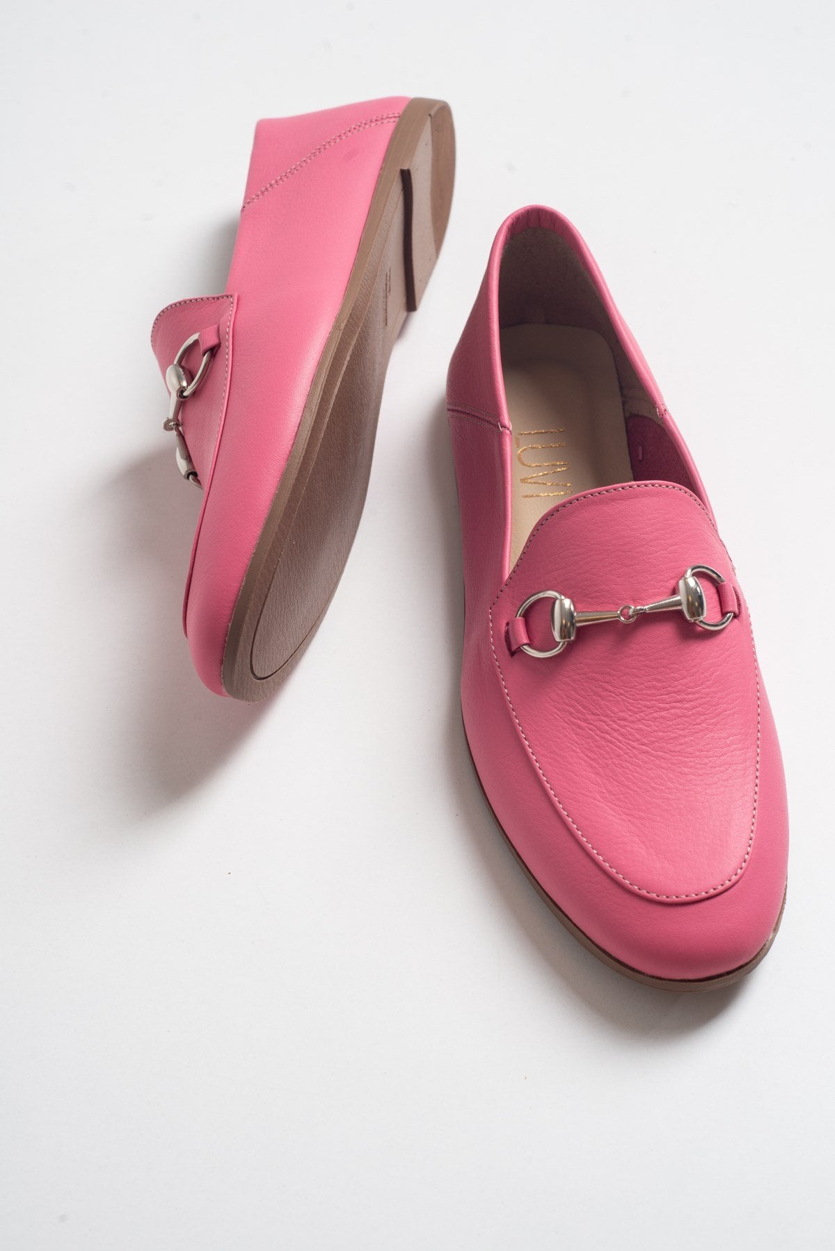 Penny - Pink Leather Horsebit Loafers