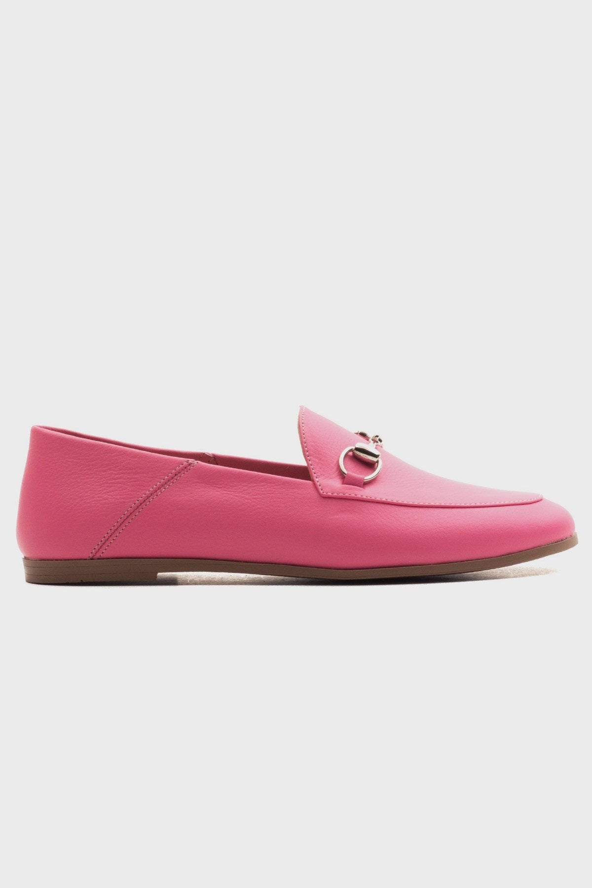 Penny - Pink Leather Horsebit Loafers