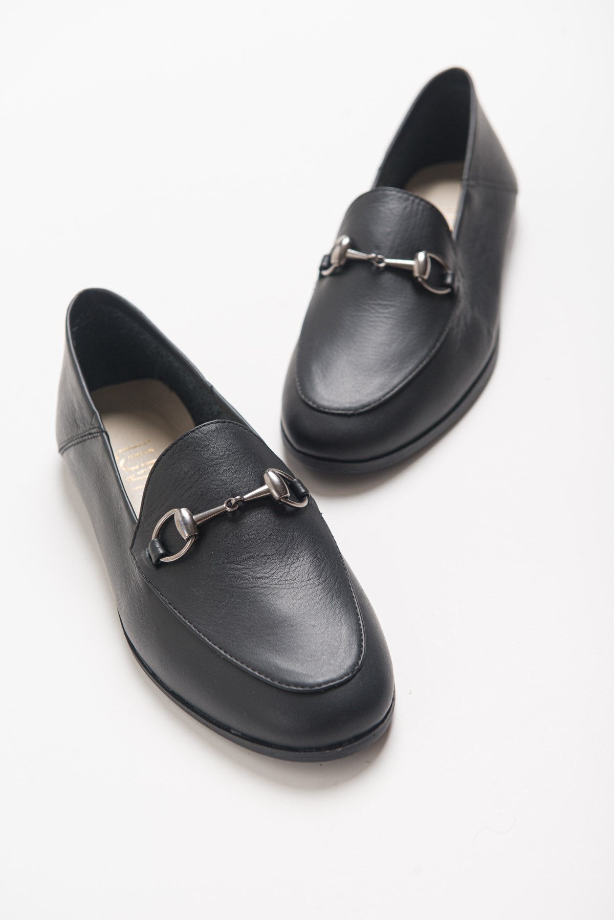 Penny - Black Leather Horsebit Loafers