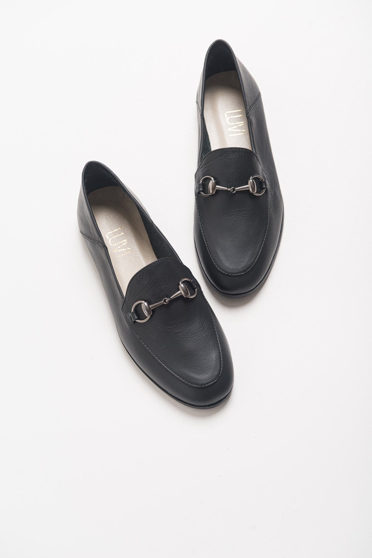 Penny - Black Leather Horsebit Loafers