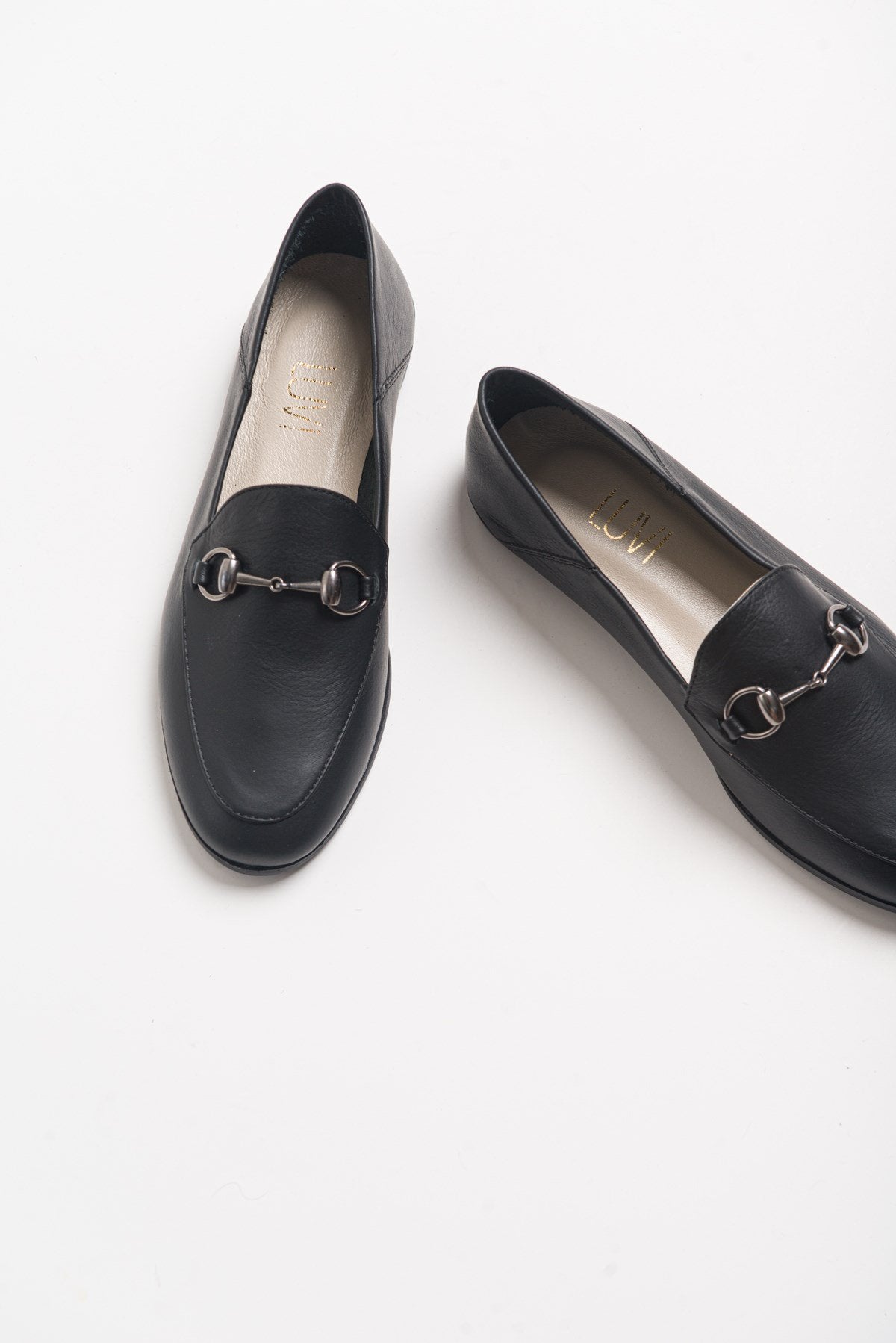 Penny - Black Leather Horsebit Loafers