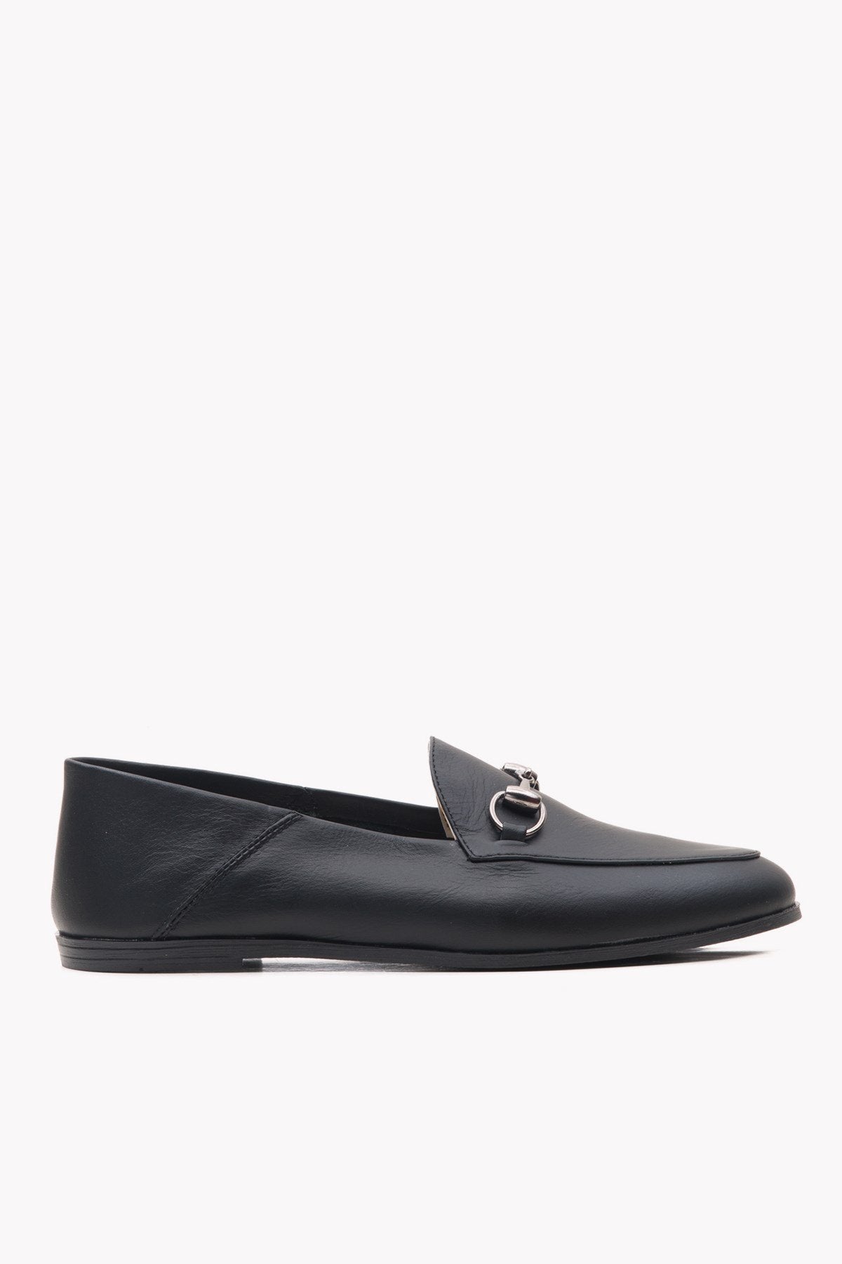 Penny - Black Leather Horsebit Loafers