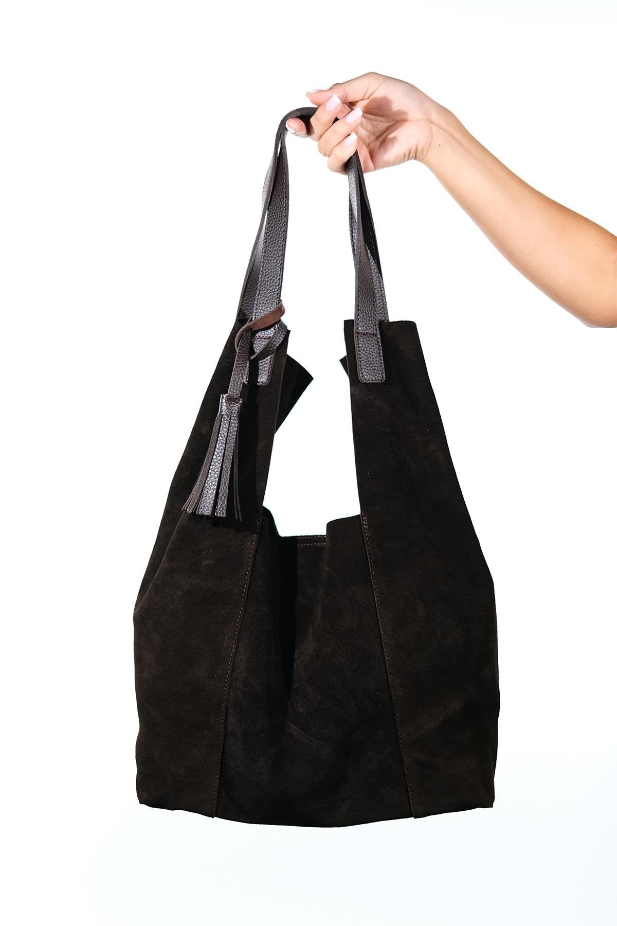 Orlitha - Cognac Genuine Suede Leather Shoulder Bag (Women)