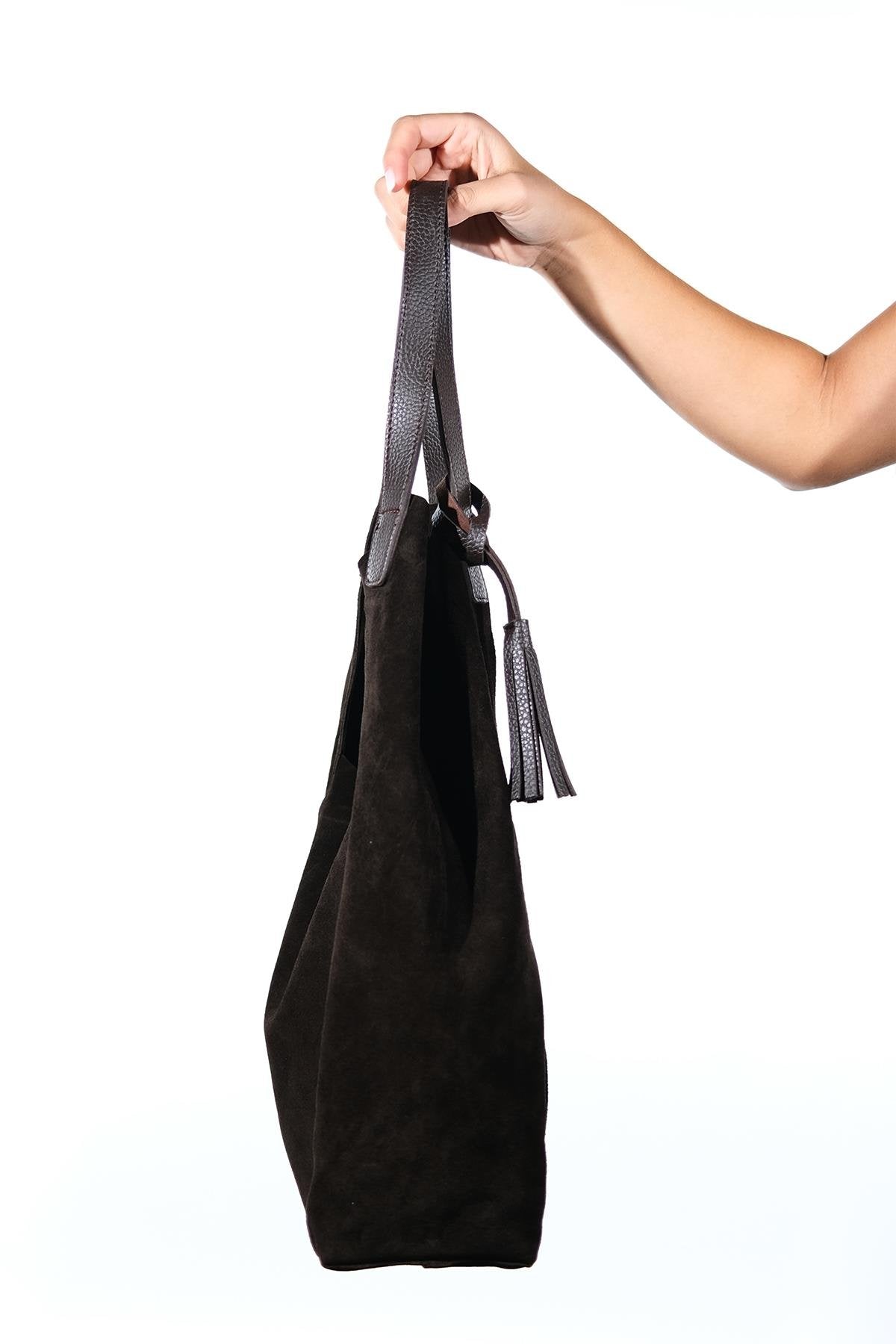 Orlitha - Cognac Genuine Suede Leather Shoulder Bag (Women)