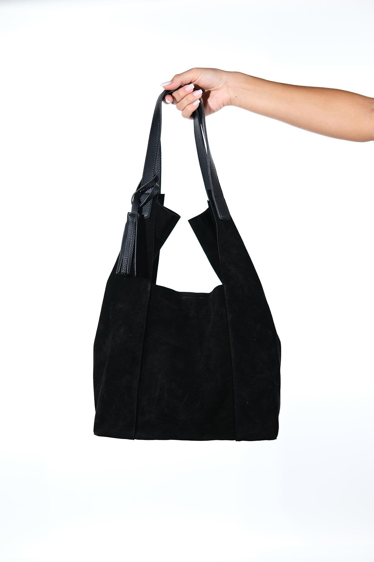 ORLITHA - Black Genuine Suede Leather Shoulder Bag (Women)
