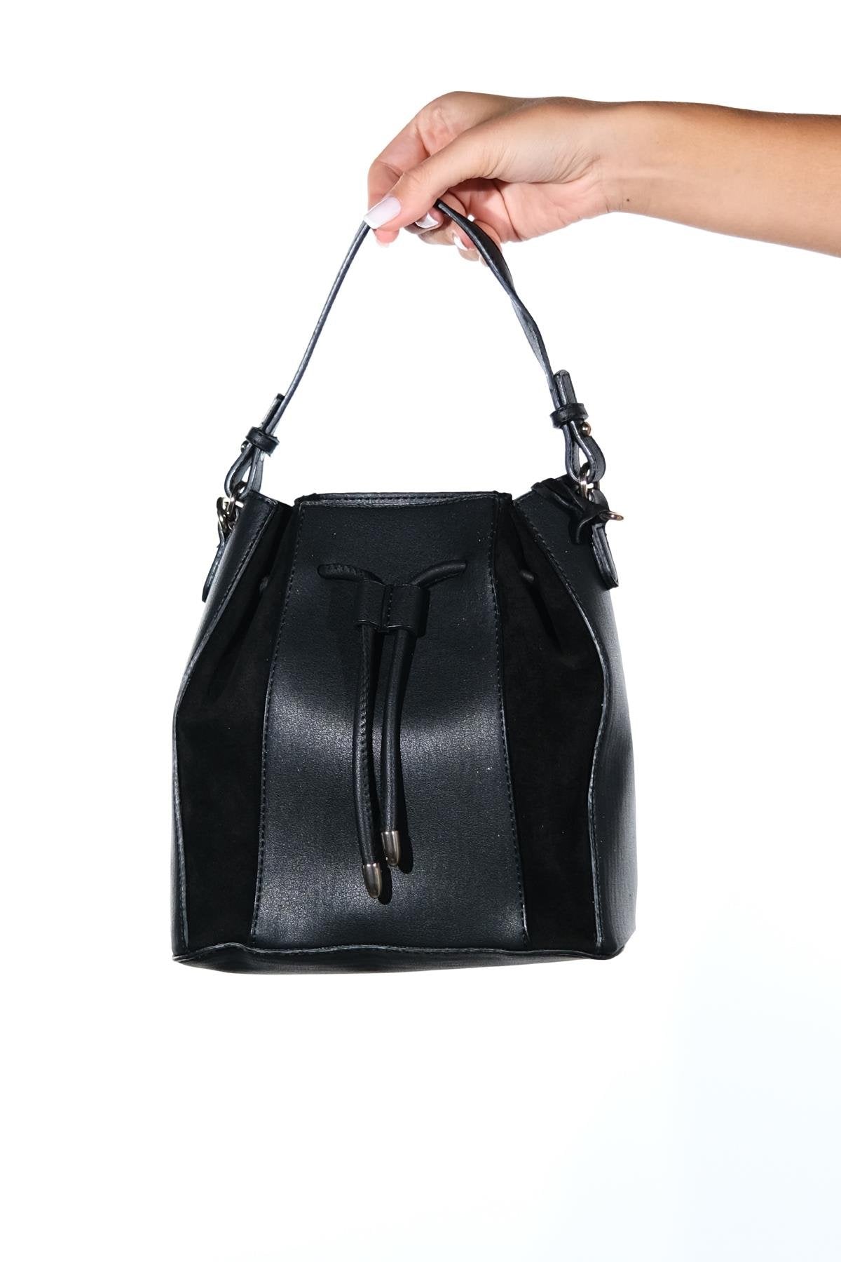 MARALIS - Black Genuine Suede Leather Shoulder Bag (Women)
