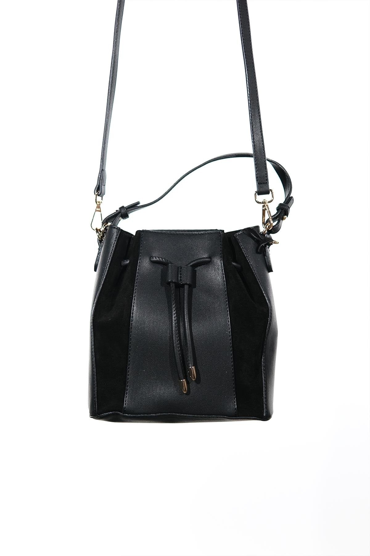 MARALIS - Black Genuine Suede Leather Shoulder Bag (Women)