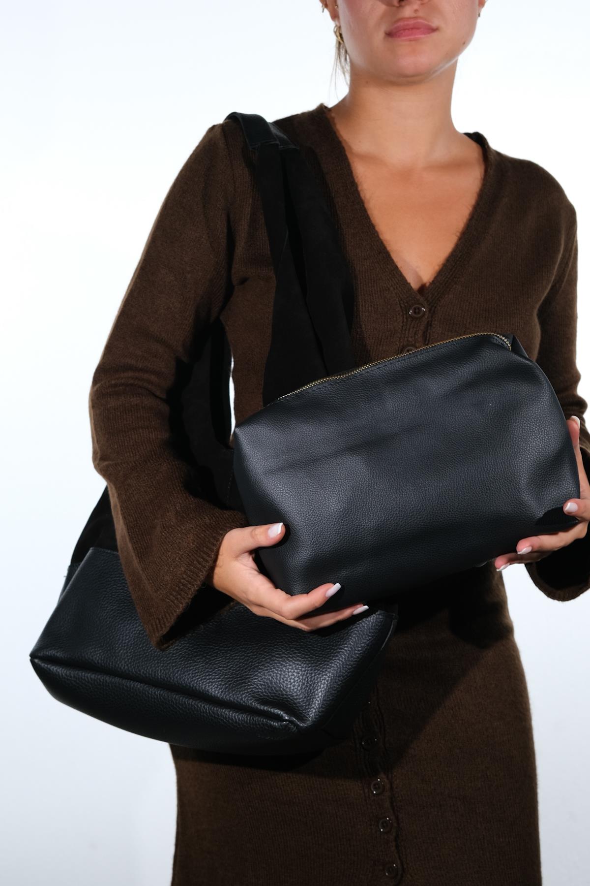AVOS - Black Genuine Suede Leather Shoulder Bag (Women)