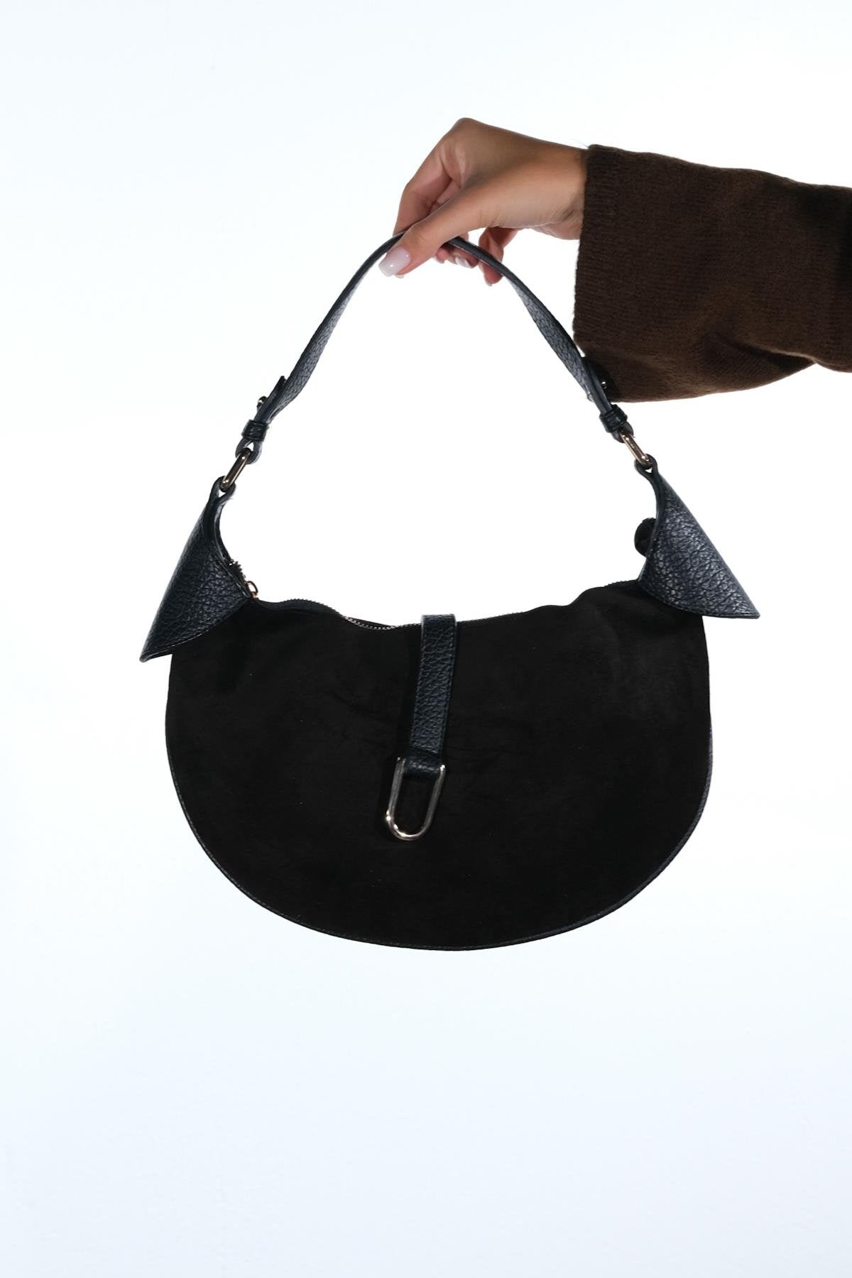Bexley - Black Genuine Suede Leather Shoulder Bag (Women)