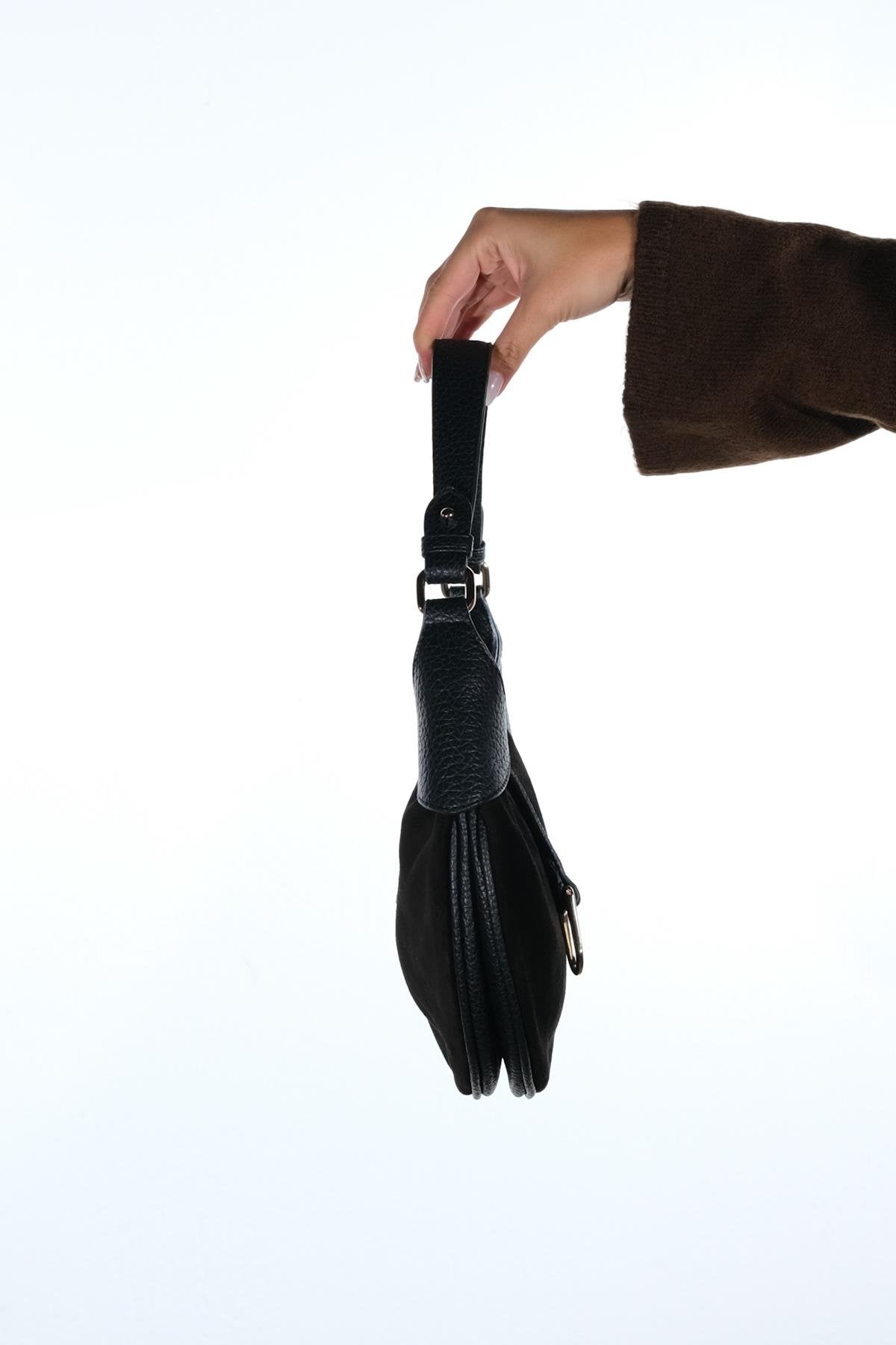 Bexley - Black Genuine Suede Leather Shoulder Bag (Women)