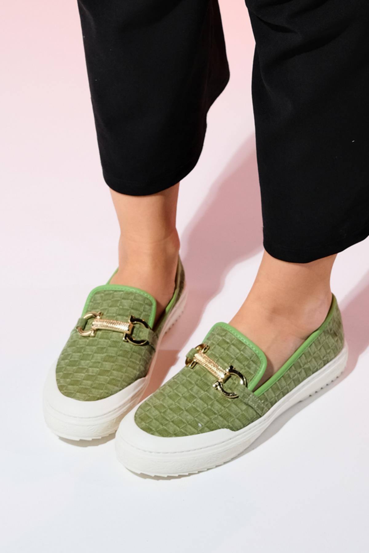 Marakesh - Green Denim Buckle Loafer (Women)