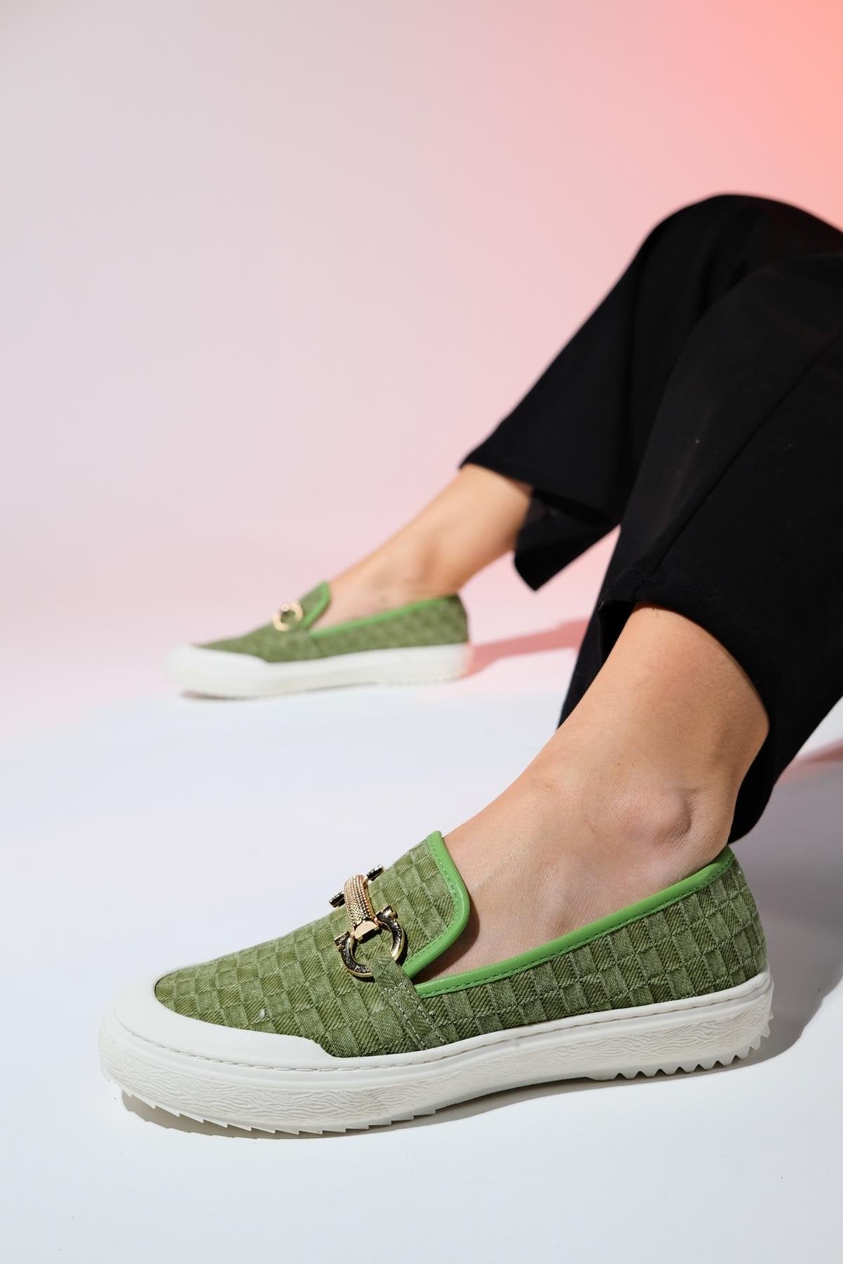 Marakesh - Green Denim Buckle Loafer (Women)