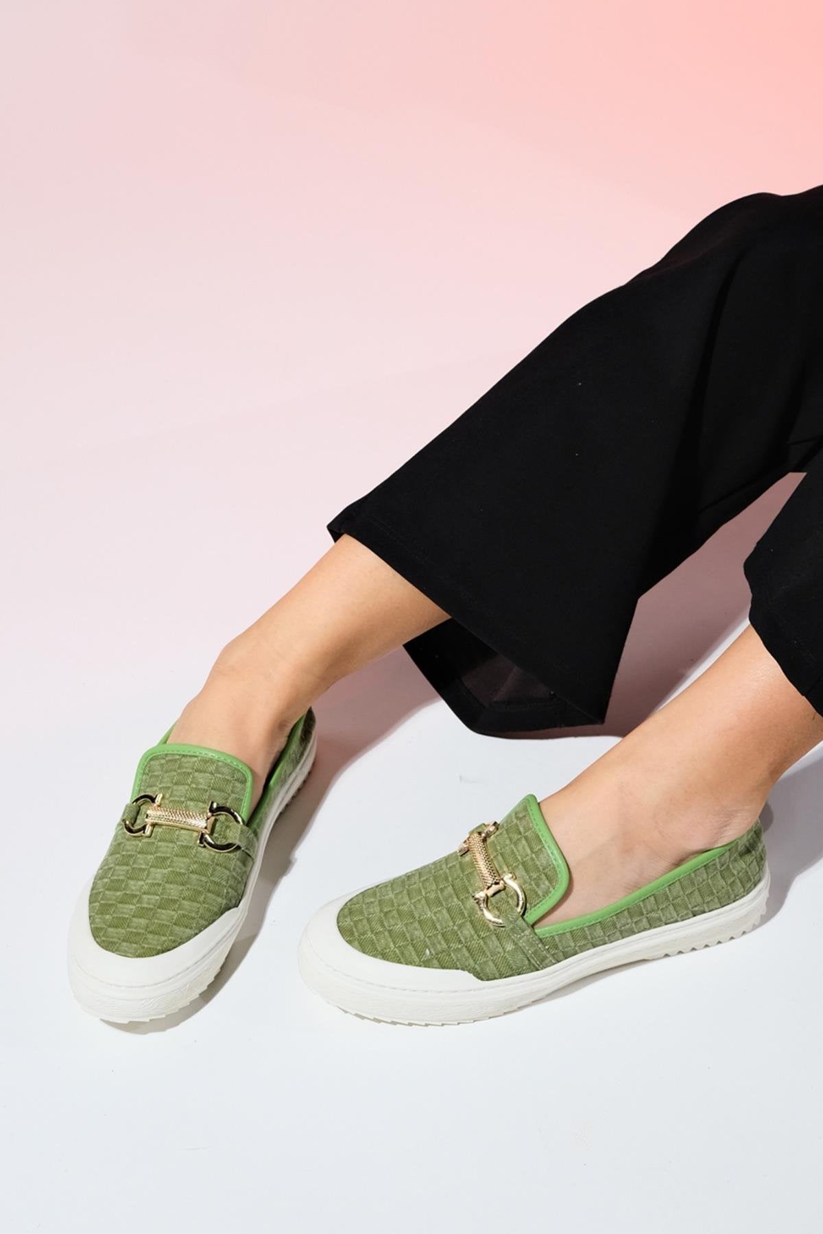 Marakesh - Green Denim Buckle Loafer (Women)
