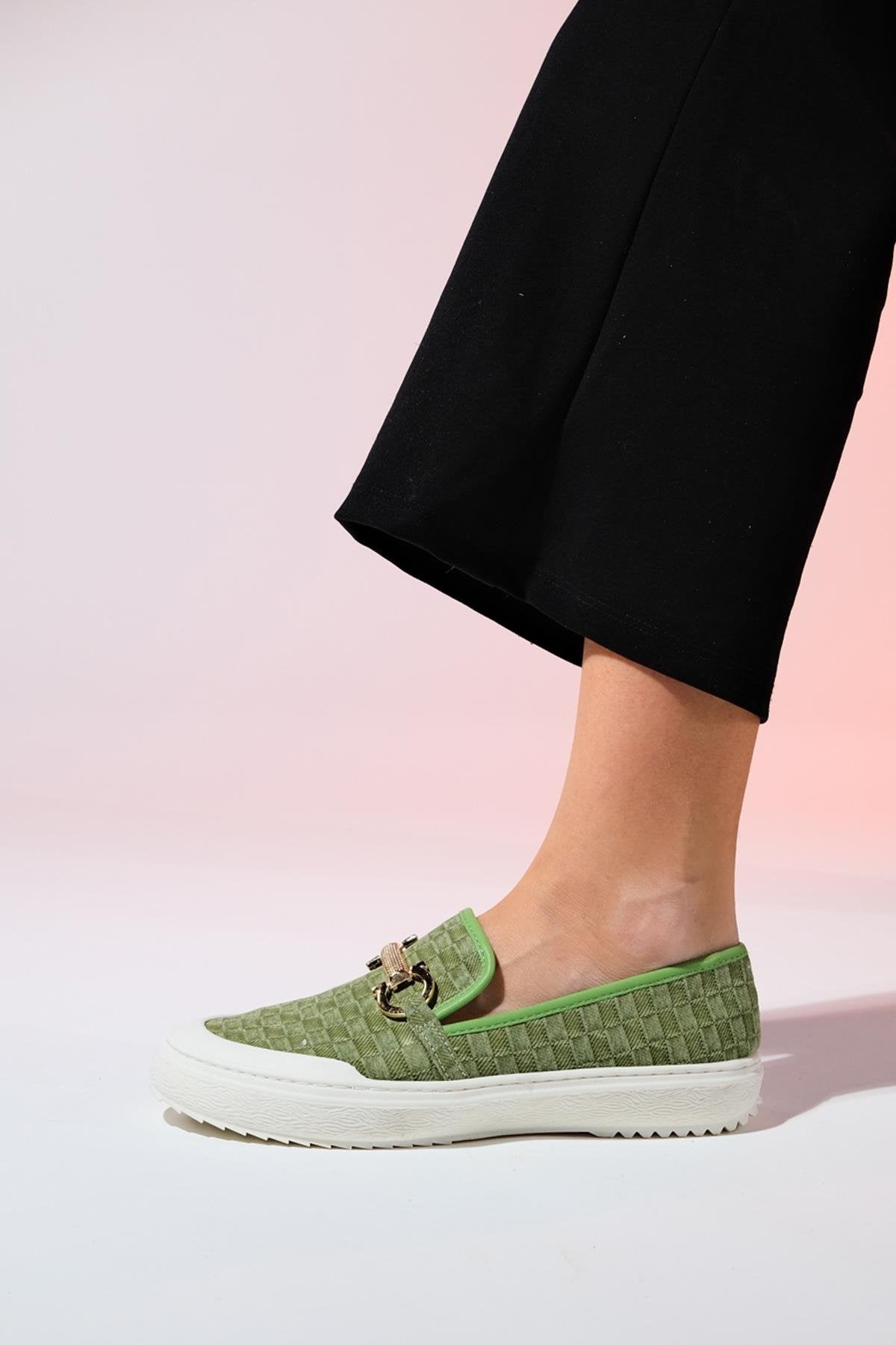 Marakesh - Green Denim Buckle Loafer (Women)