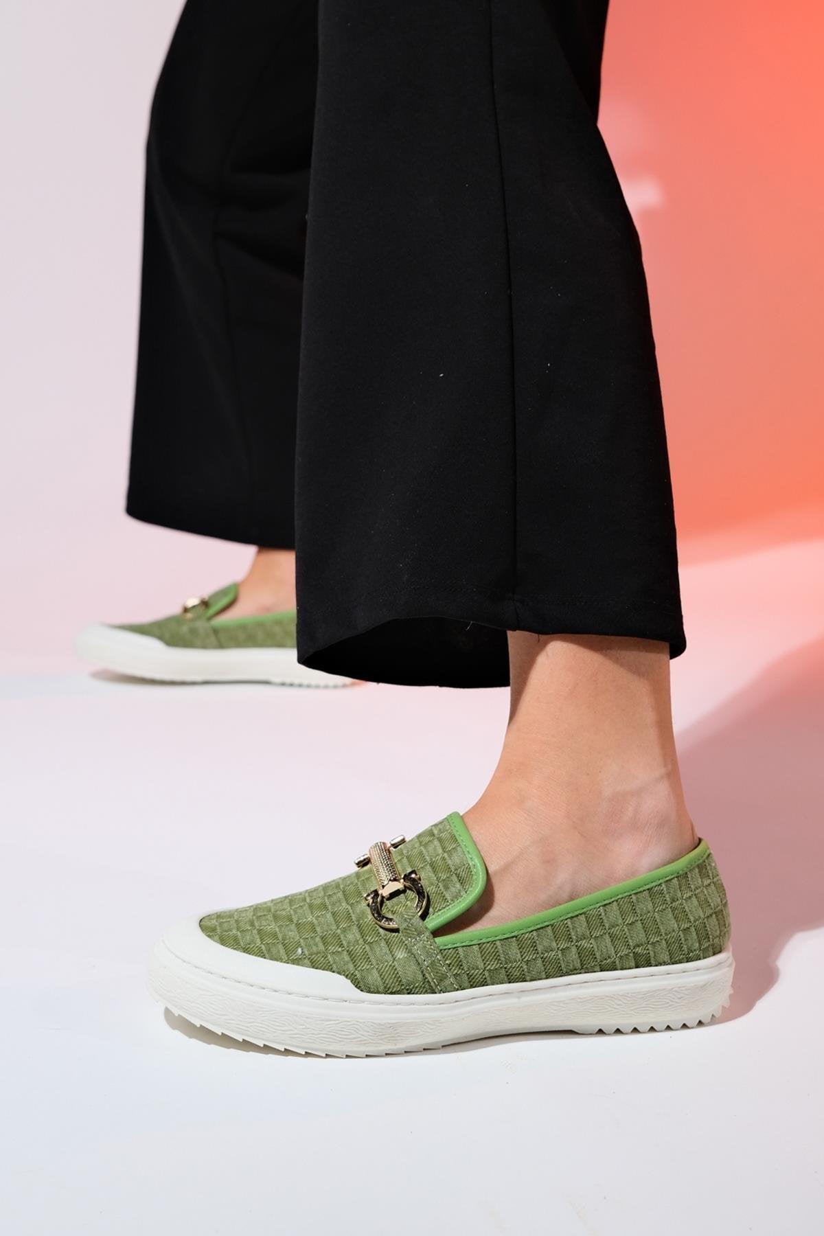 Marakesh - Green Denim Buckle Loafer (Women)