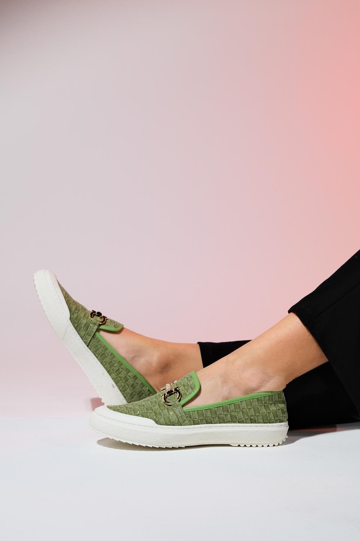 Marakesh - Green Denim Buckle Loafer (Women)