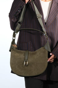 Bexley - Khaki Genuine Suede Leather Shoulder Bag (Women)