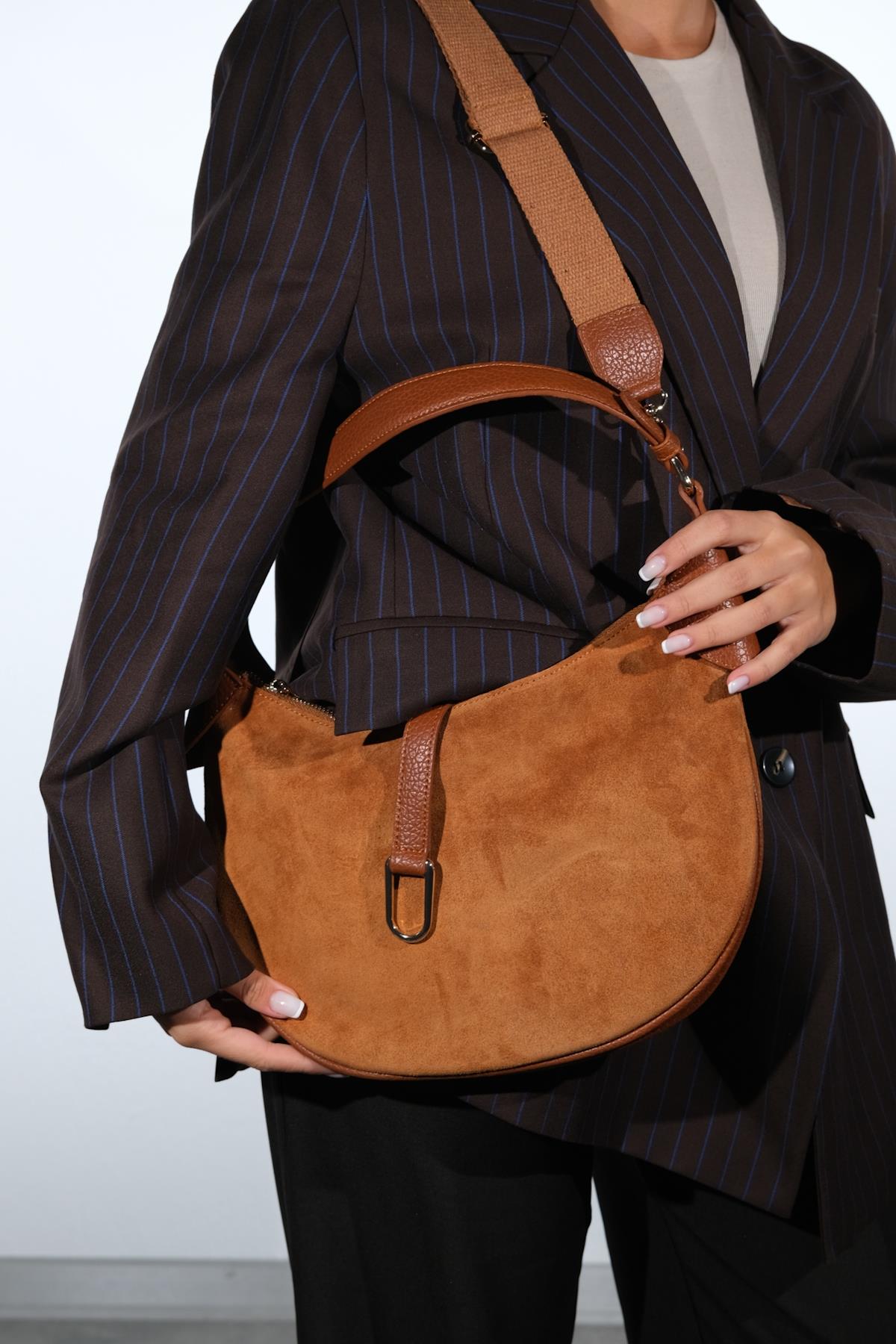 Bexley - Cognac Genuine Suede Leather Shoulder Bag (Women)