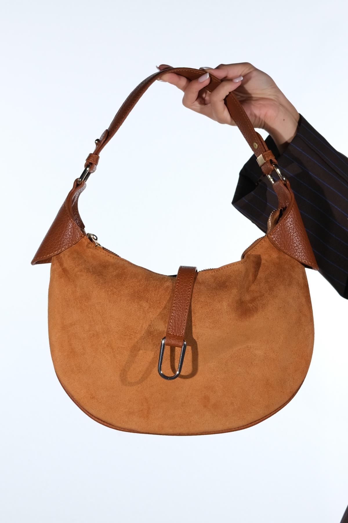 Bexley - Cognac Genuine Suede Leather Shoulder Bag (Women)