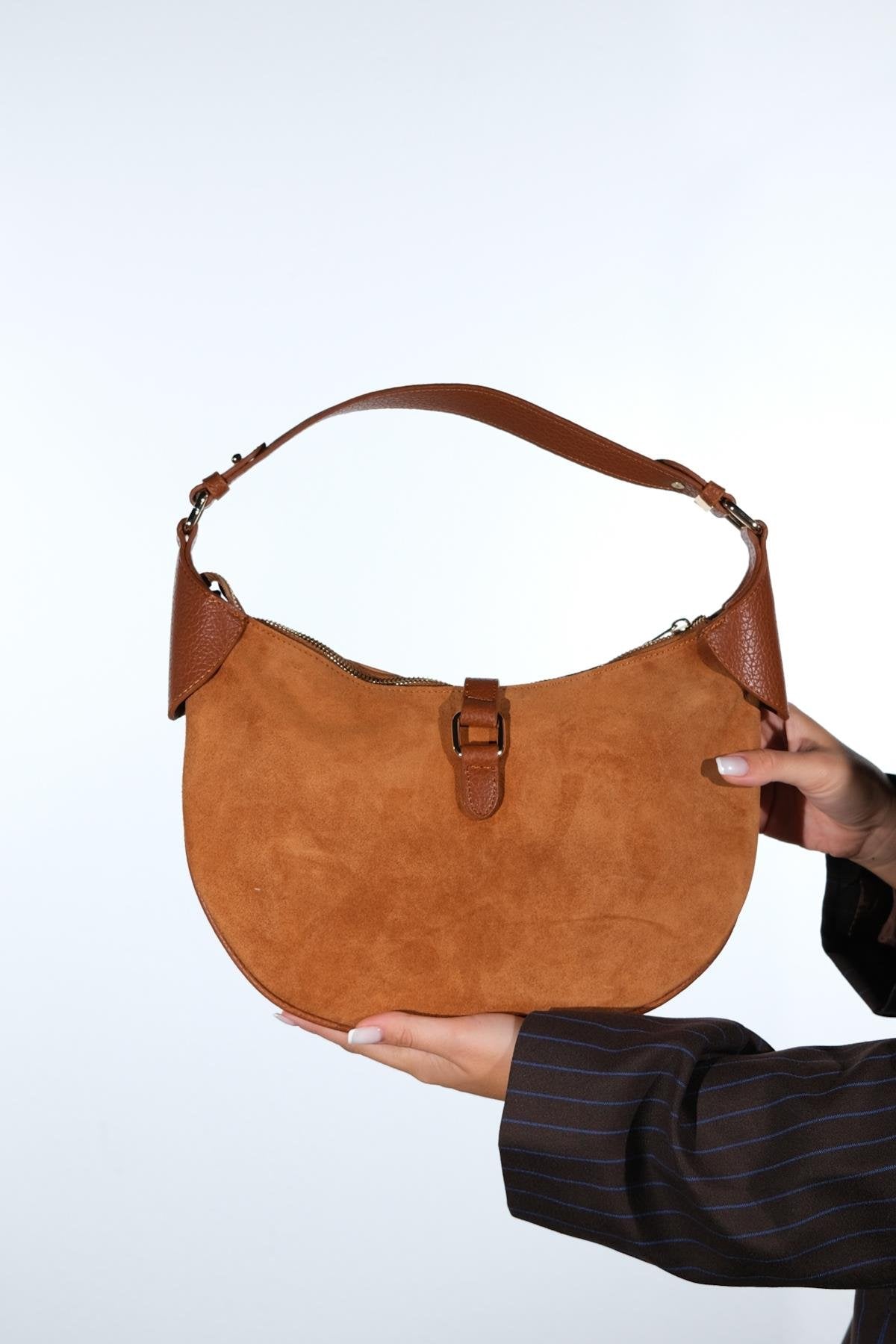 Bexley - Cognac Genuine Suede Leather Shoulder Bag (Women)