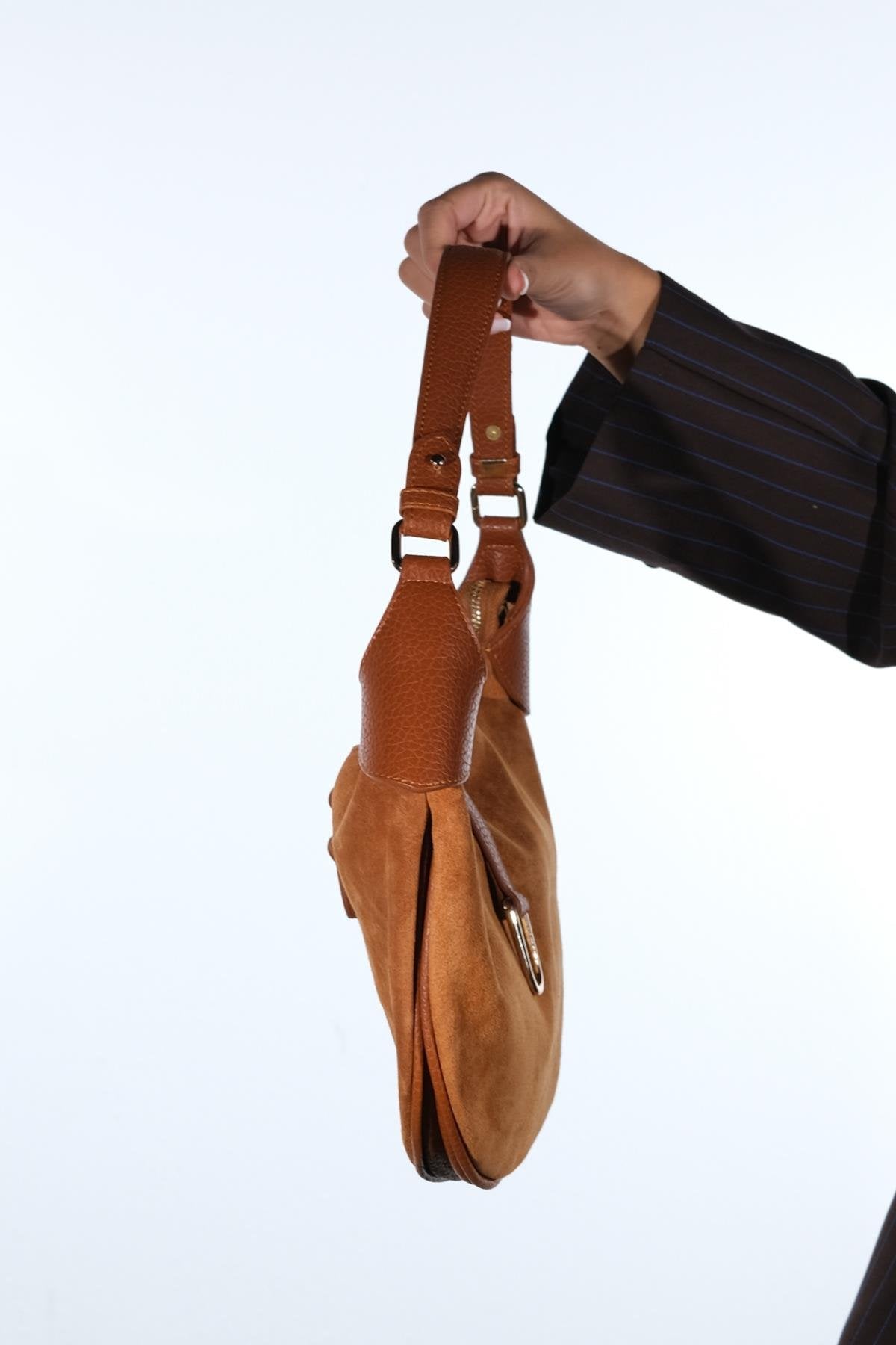 Bexley - Cognac Genuine Suede Leather Shoulder Bag (Women)