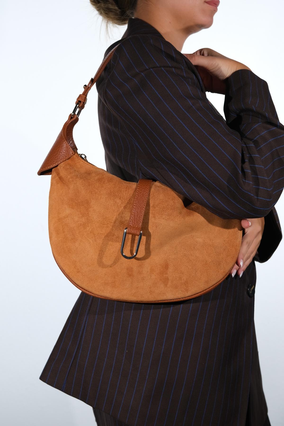 Bexley - Cognac Genuine Suede Leather Shoulder Bag (Women)