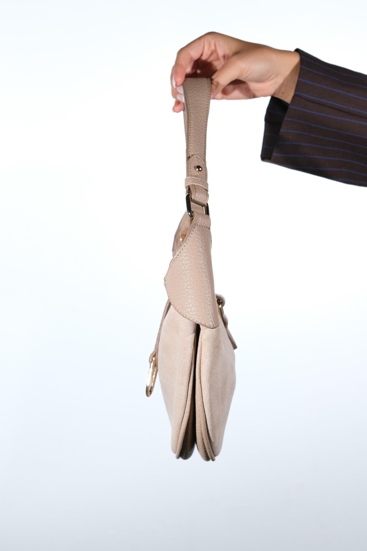 Bexley - Taupe Genuine Suede Leather Shoulder Bag (Women)